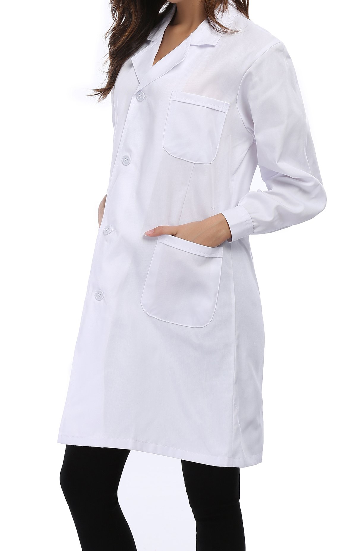 Taylor Eddie Professional Lab Coat for Women - Long Sleeve Polyester Medical Coat, White Doctor Coat for Female Scientists & Nurses - Perfect for Hospitals, Labs & Clinical Work