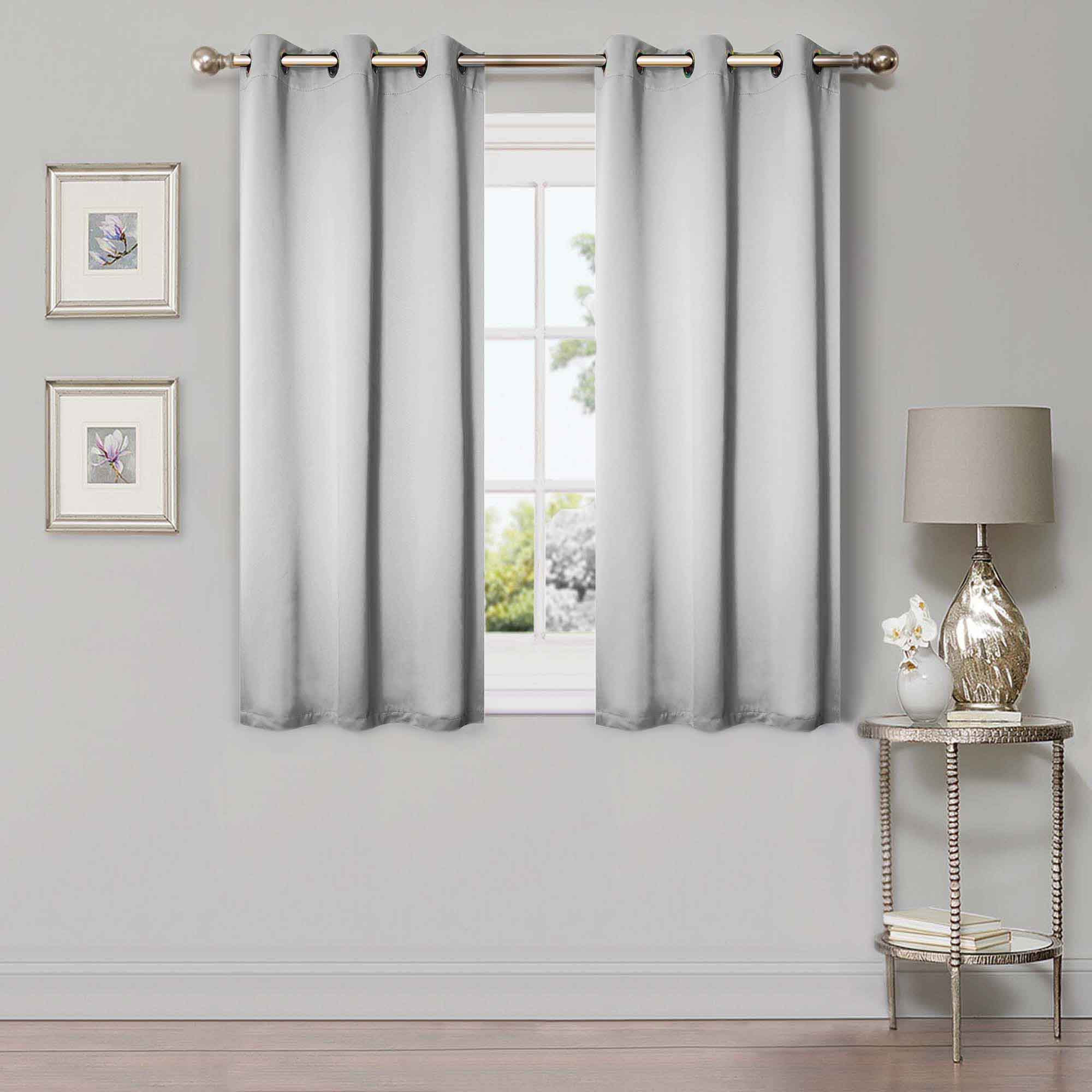 Solid Classic Modern Grommet Blackout Curtain Set - Thermal Insulated Window Drapes for Living Room & Bedroom - Noise Reducing & Light Blocking for Better Sleep