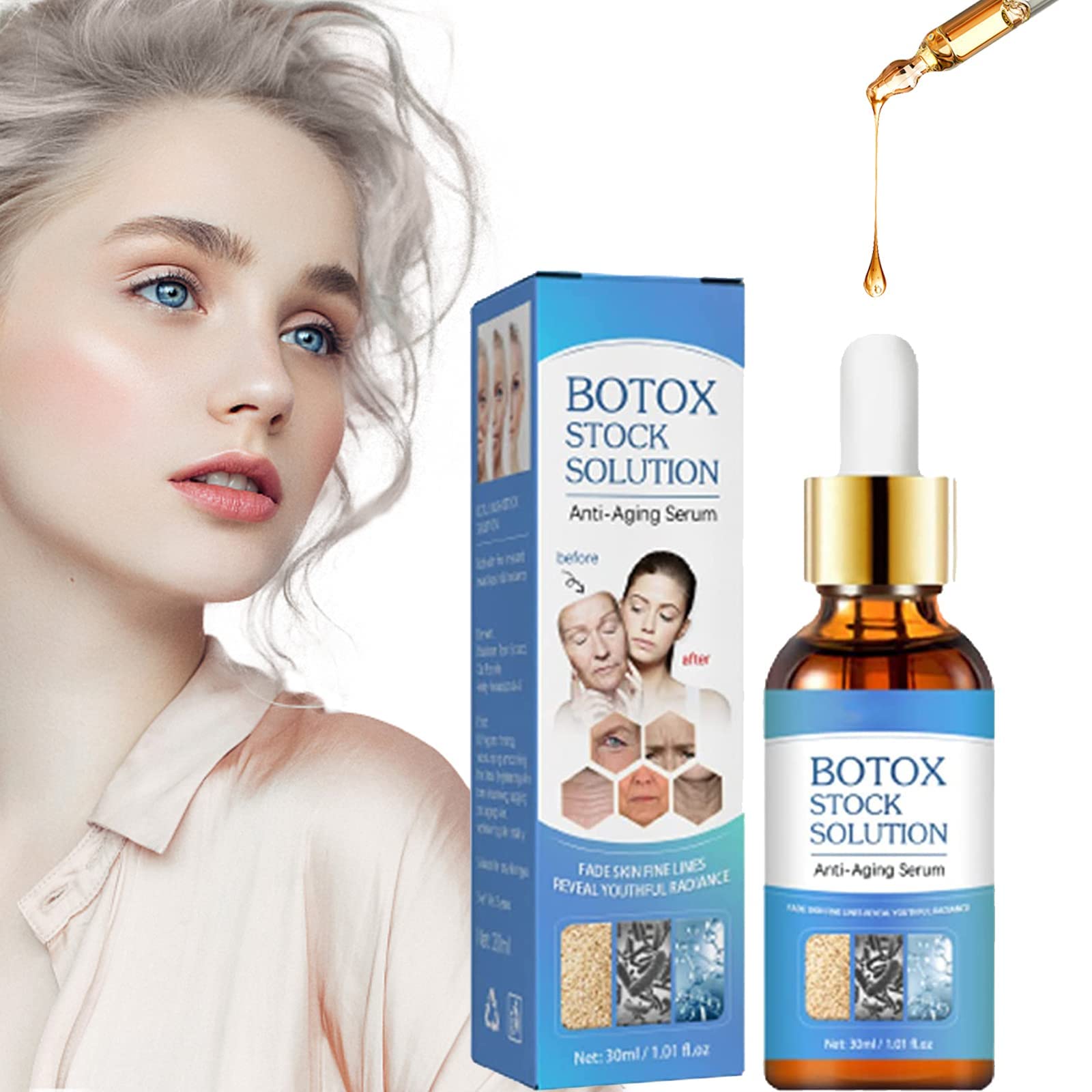 Botox Stock Solution - Anti-Wrinkle Facial Serum with Collagen | Youthfully & YoungAgain Botox Anti-Aging Treatment | Reduce Fine Lines & Wrinkles | Perfect for Daily Skincare Routine & Night Care (1PC)