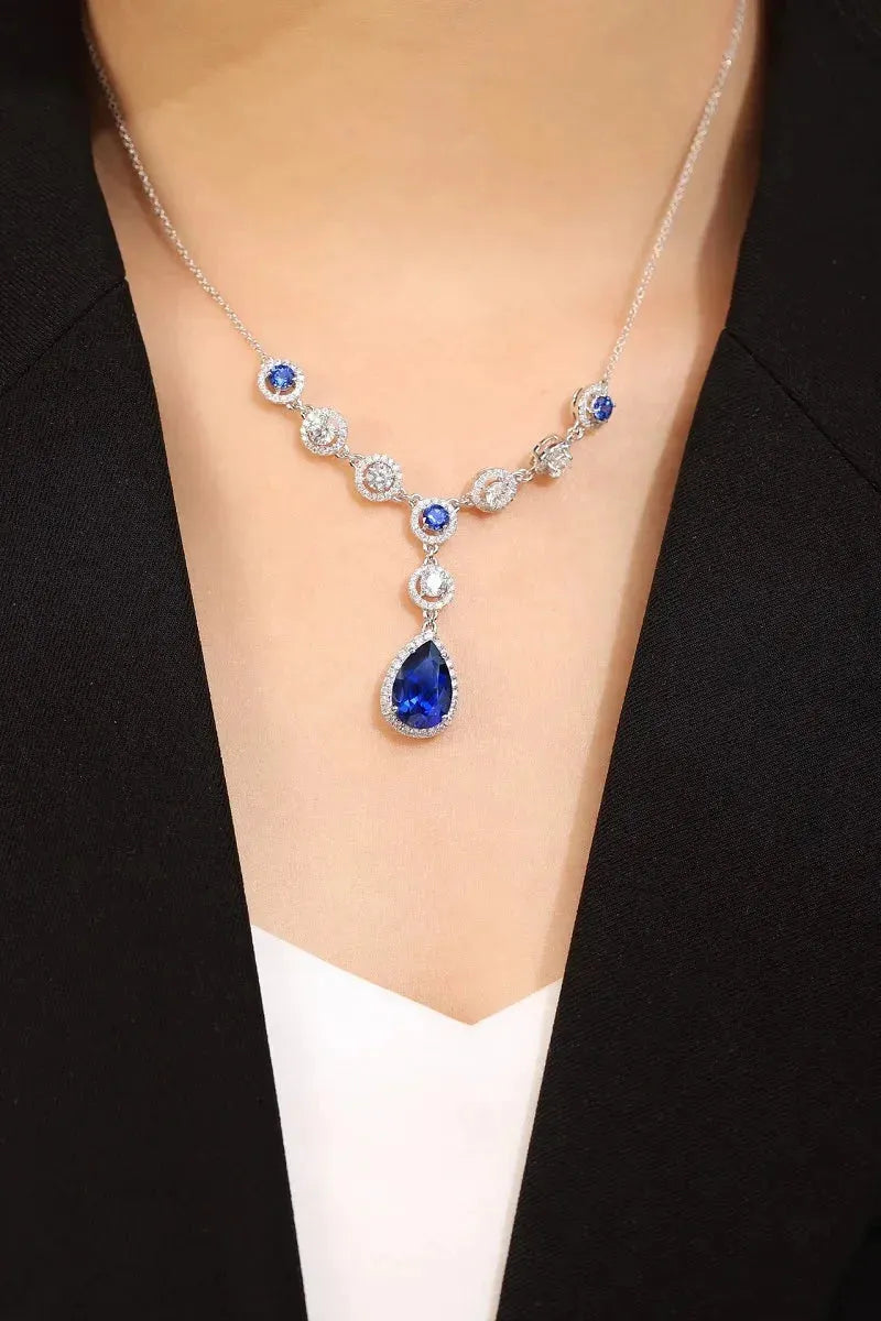 Pirmiana Customized 9K/14K/18K Gold Necklace with 5.8ct Lab-Created Royal Blue Sapphire Pendant - Elegant Women's Fashion Jewelry for Weddings, Anniversaries & Special Occasions