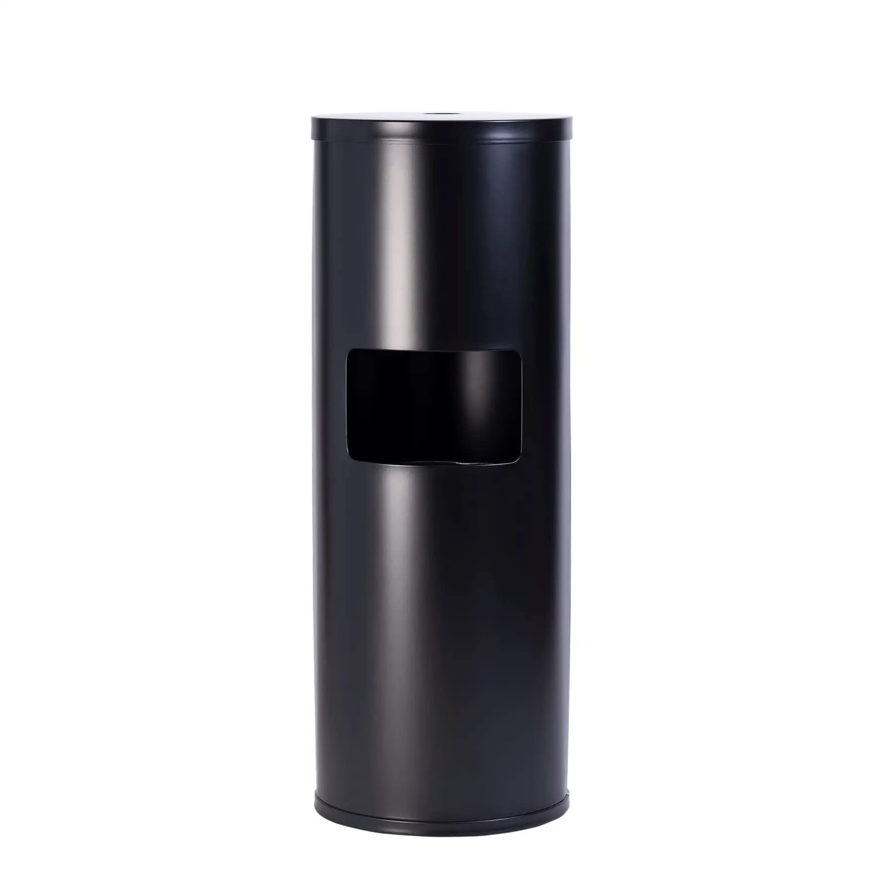 Waste Wise Black Stainless Steel Floor Stand Wipe Dispenser with Built-in Trash Can - Heavy Duty Roll Paper Towel Holder for Gyms, Schools, Daycares & Commercial Facilities | Ideal for Sanitation Stations, Restroom Hygiene & High-Traffic Areas