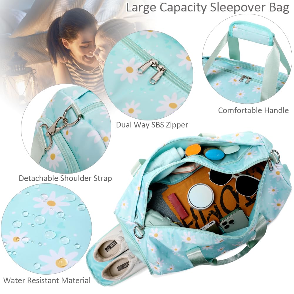**Waterproof Gym Bag for Girls - Sports Duffel Bag with Shoe Compartment & Wet Pocket - Perfect for Dance, Travel, Overnight Sleepovers & Workouts**