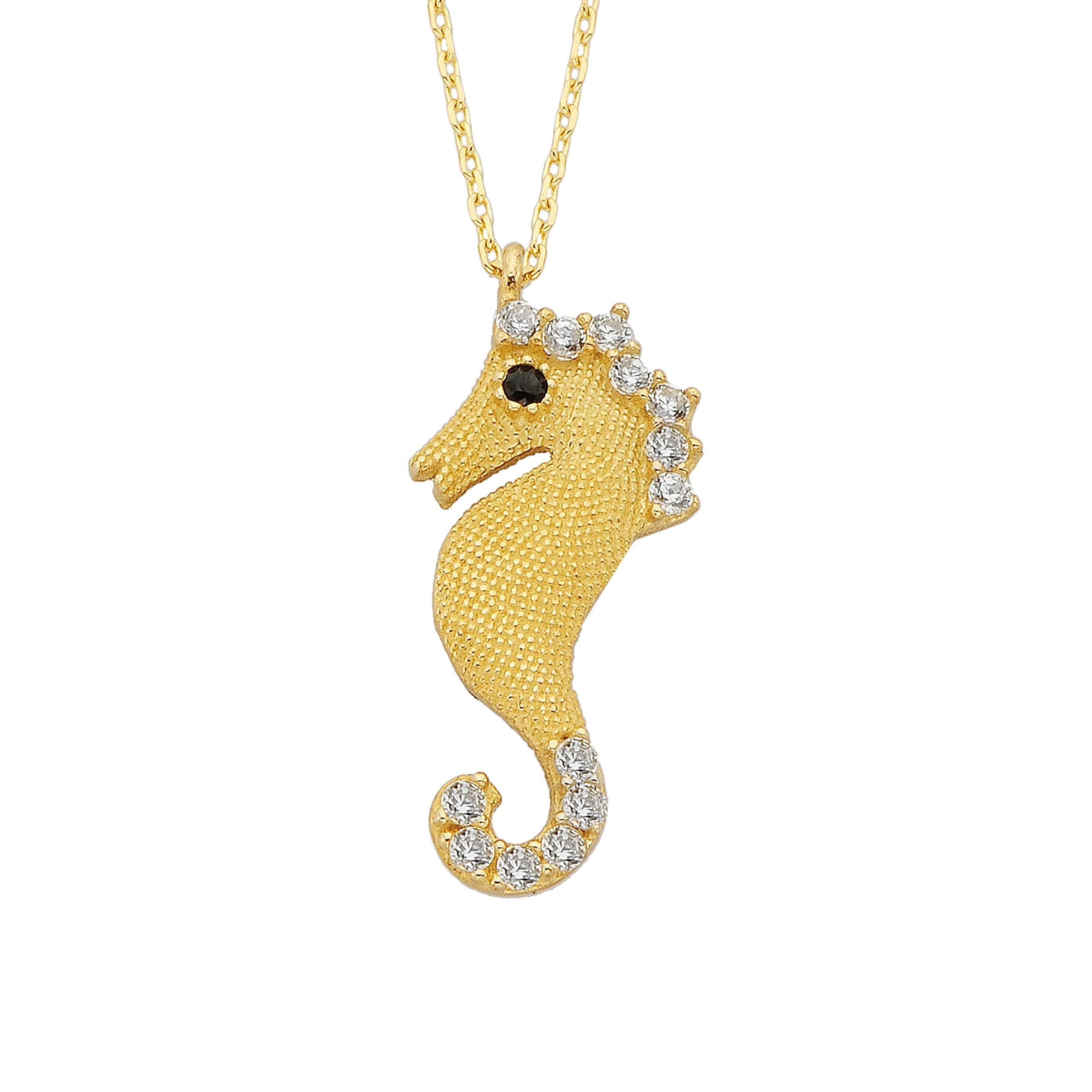 14K Solid Gold Seahorse Pendant Necklace for Women - Real Gold Ocean Jewelry Gift | Elegant Sea Life Necklace for Beach Vacation, Birthday & Anniversary Gifts