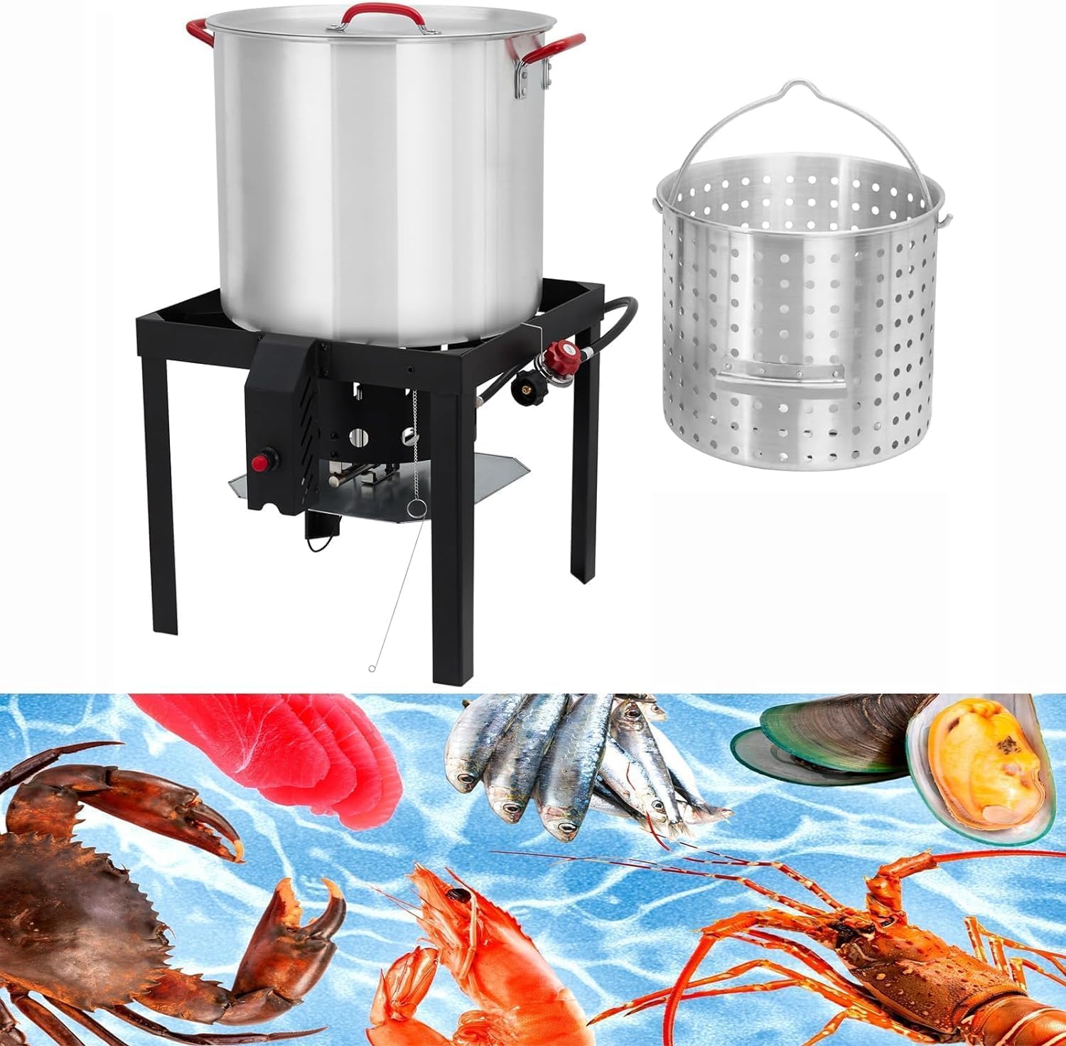 Garvee 30 QT Turkey Deep Fryer & 10 QT Fish Fryer Cooker Set - 38,000 BTU Outdoor Propane Aluminum Crawfish Boiler with Adjustable 0-10 PSI Regulator & Stand - Perfect for Thanksgiving Turkey, Seafood Boils, Fish Frying & Outdoor Cooking