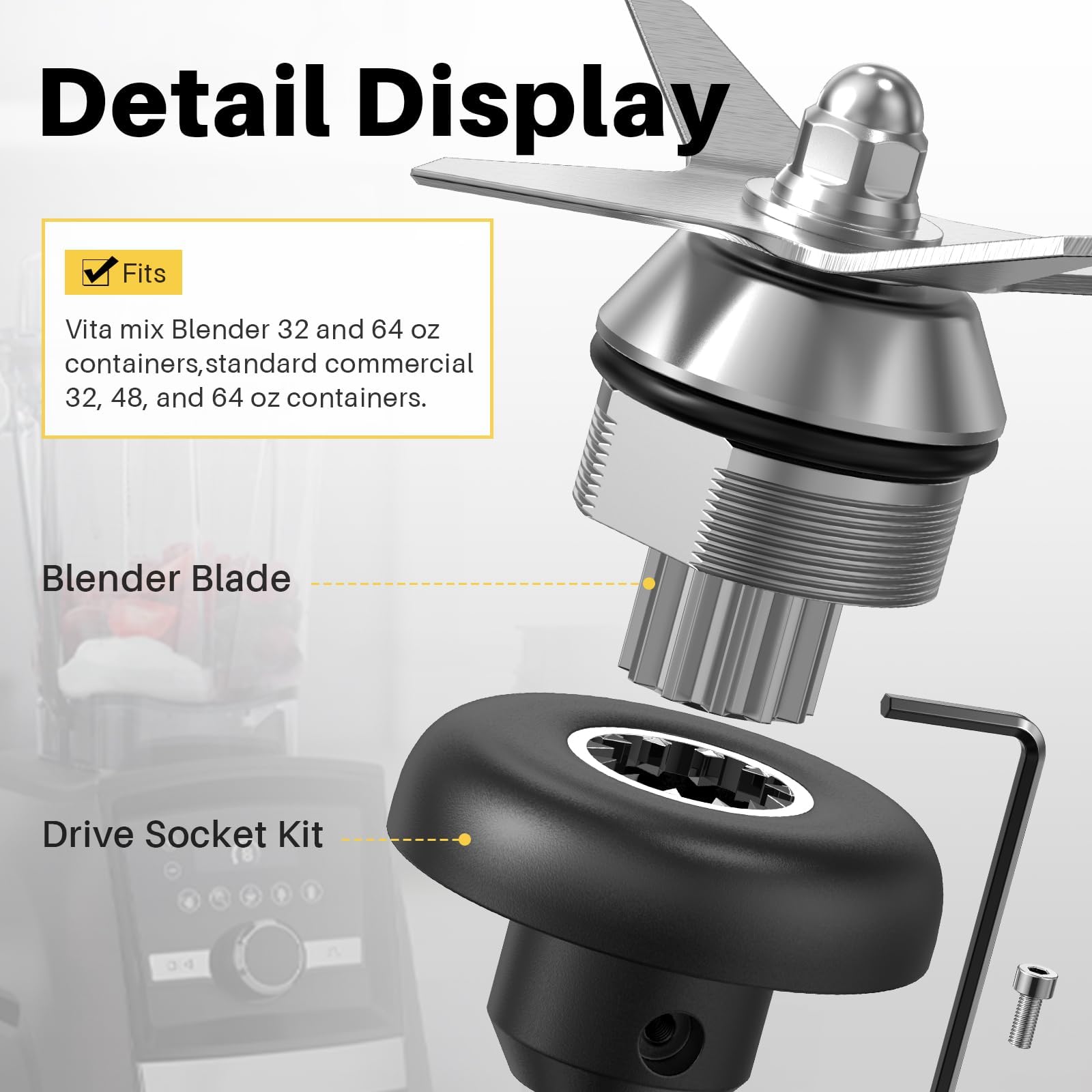 Vitamix Blender Blade Replacement - Compatible with 64oz & 32oz Containers - High Performance Wet Blade for Smoothies, Juices & Food Prep - Durable Stainless Steel Replacement Part for Vitamix Blenders