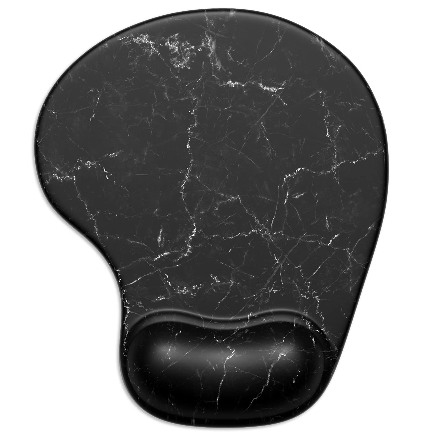 Ergonomic Mouse Pad with Gel Wrist Rest - Non-Slip PU Base Gaming Mousepad for Computer, Laptop, Office & Travel - Black Marble Design | Perfect for Long Work Hours, Gaming Sessions & Pain-Free Computing