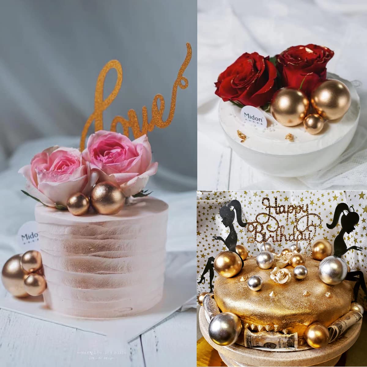 25 Pcs Pearl Foam Ball Cake Toppers - Ball Shaped Cake Insert Decorations for DIY Cupcakes, Birthday Parties, Christmas, Weddings, Anniversaries & Baby Showers | Perfect for Cake Decorating and Sweet Table Displays