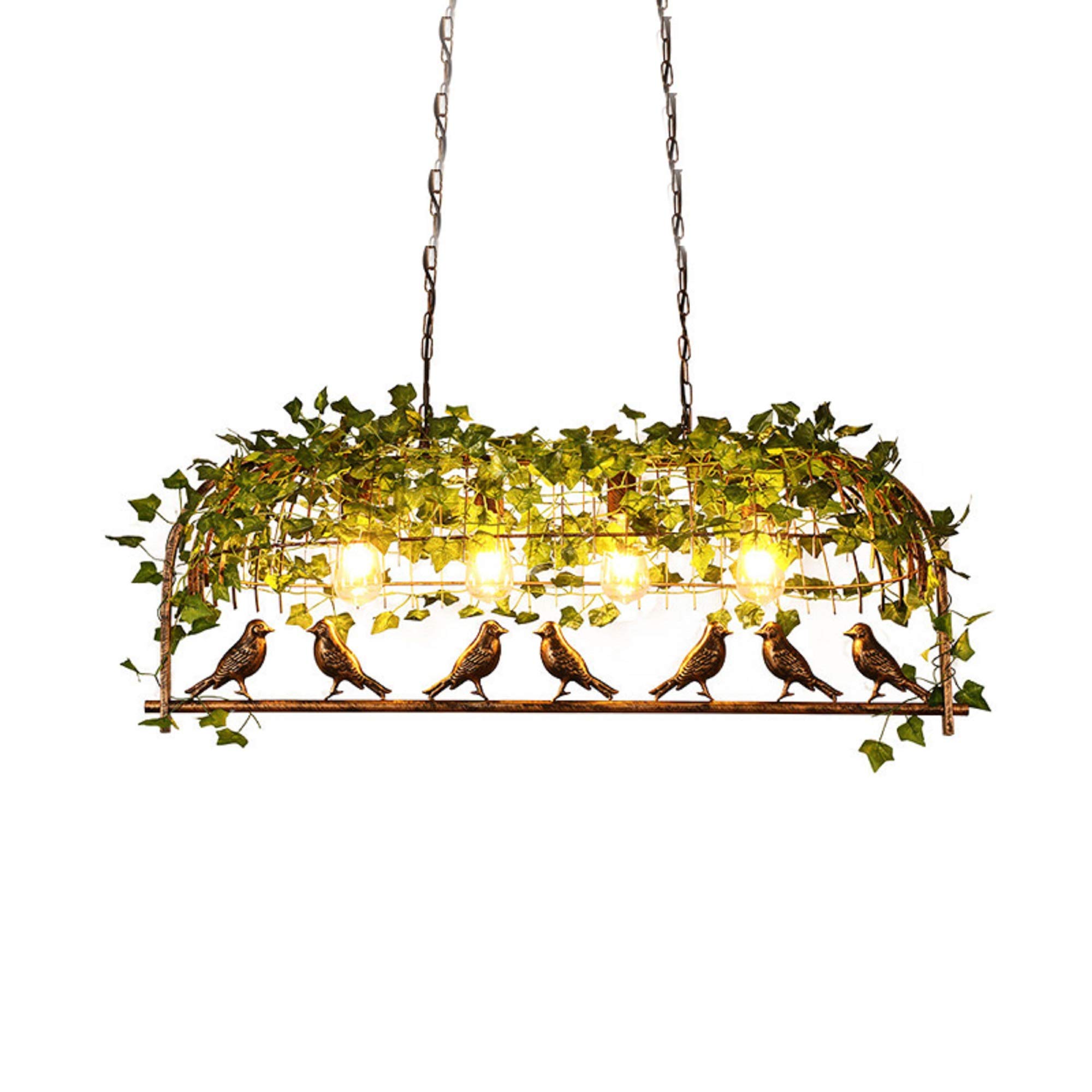 XINDAR Black Industrial Metal Birdcage Pendant Light - 2/3/4 Heads Island Hanging Ceiling Lamp for Kitchen, Dining Room, Living Room & Bedroom Decor