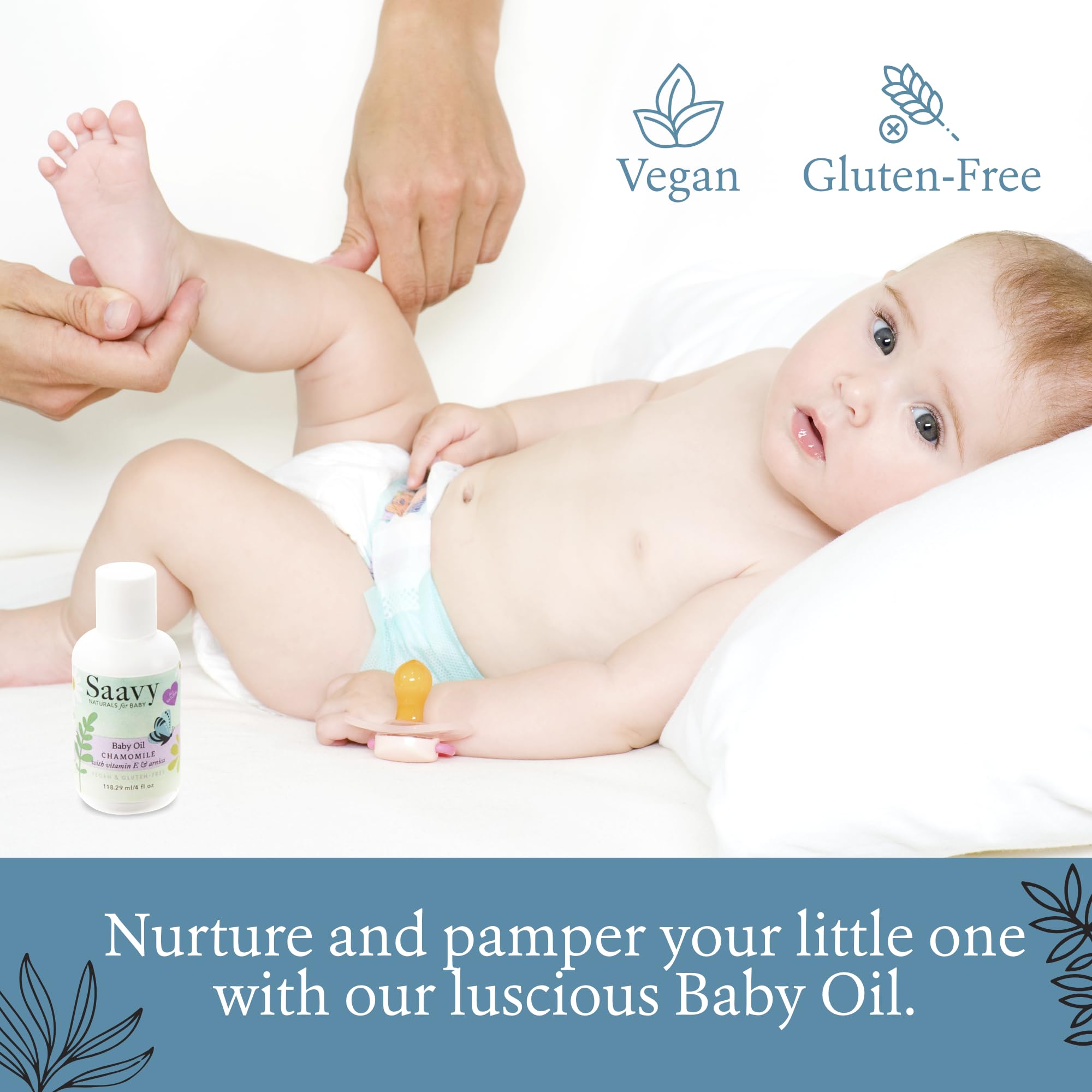 **Organic Chamomile Baby Oil for Sensitive Skin - Vegan, Paraben-Free with Jojoba Oil & Shea Butter - Calming Massage Oil for Newborns & Infants - Perfect for Bedtime & Relaxation**