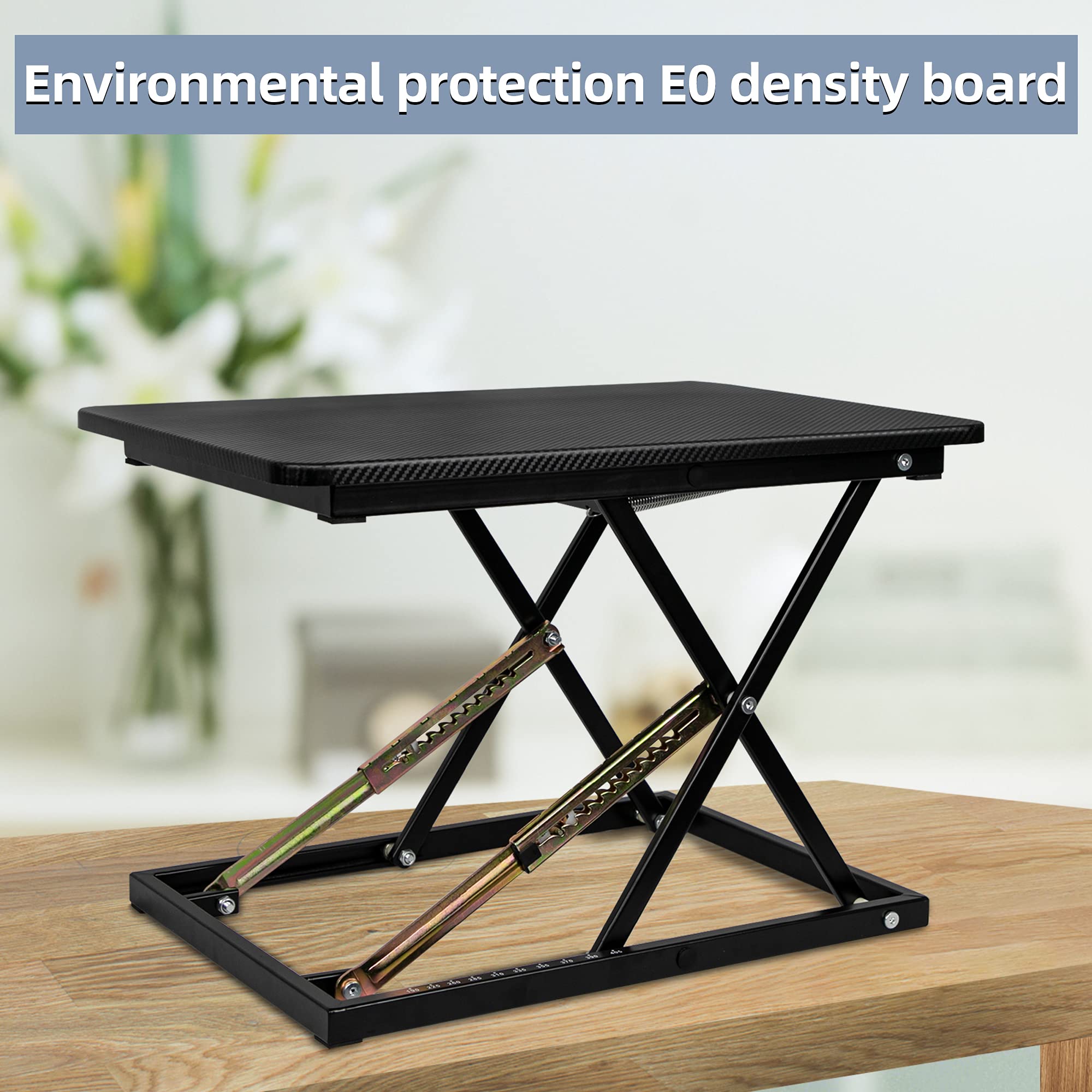 Height Adjustable Standing Desk Converter - Fully Assembled Sit Stand Desk Riser for Home Office, Black - Ergonomic Workstation Solution for Standing or Sitting at Computer (Perfect for Remote Work & Small Spaces)