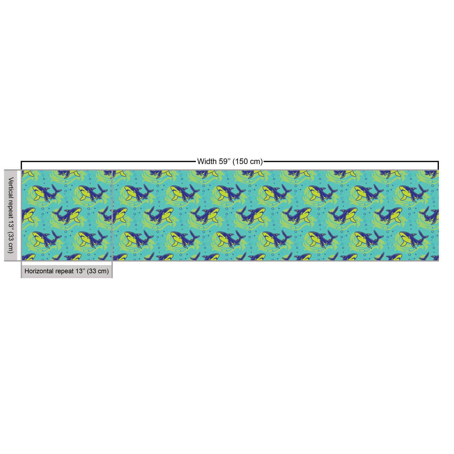 Ambesonne Deep Sea Sharks Swimming Ocean Bubbles Fabric by The Yard - 10 Yards Seafoam Green & Indigo Decorative Upholstery Fabric for Sofa, Curtains, Pillows | Underwater Theme Home Decor & Marine Nursery Design