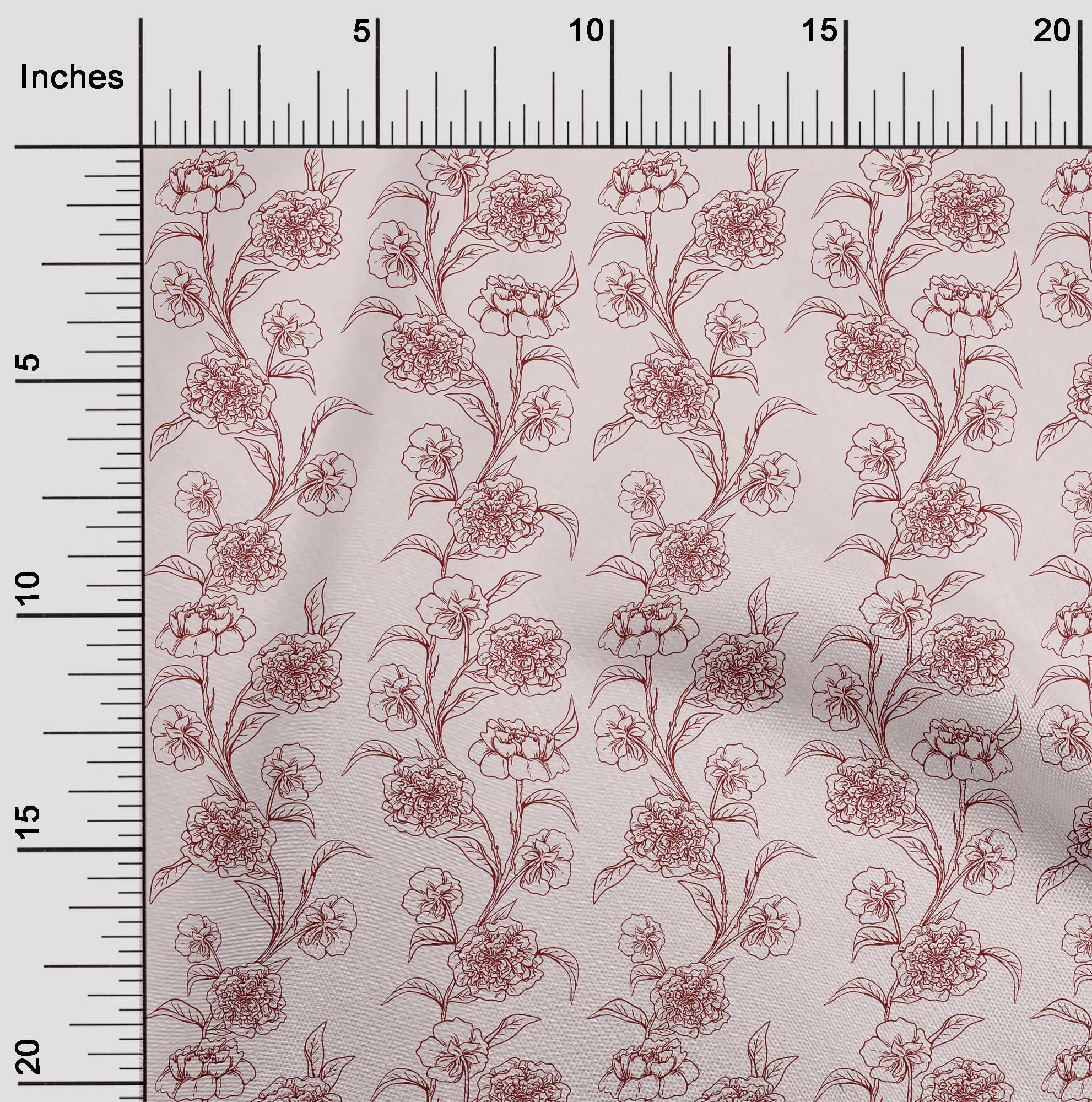 oneOone Polyester Spandex Pink Salmon Floral Fabric - 56 Inch Wide Printed Craft Material for Sewing, Quilting & DIY Projects | Asian-Inspired Design for Dresses, Curtains & Home Decor