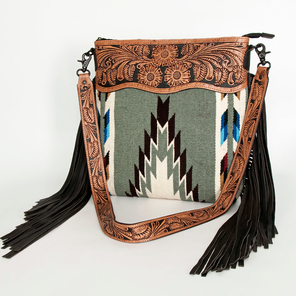 **Genuine Leather Western Handbag for Women - American Darling Hand Tooled Saddle Blanket Purse - Perfect for Cowgirl Style, Rodeo Events & Western Fashion**