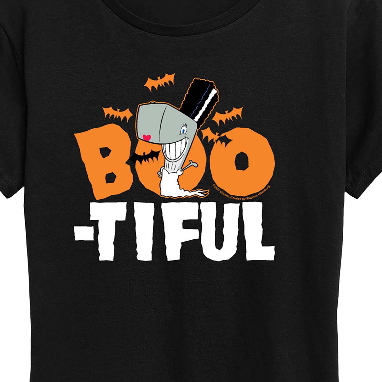 HYBRID APPAREL Spongebob Squarepants Boo-Tiful Women's Short Sleeve Graphic Tee - Funny Halloween T-Shirt for Women - Casual Wear, Costume Parties & Spooky Outfits