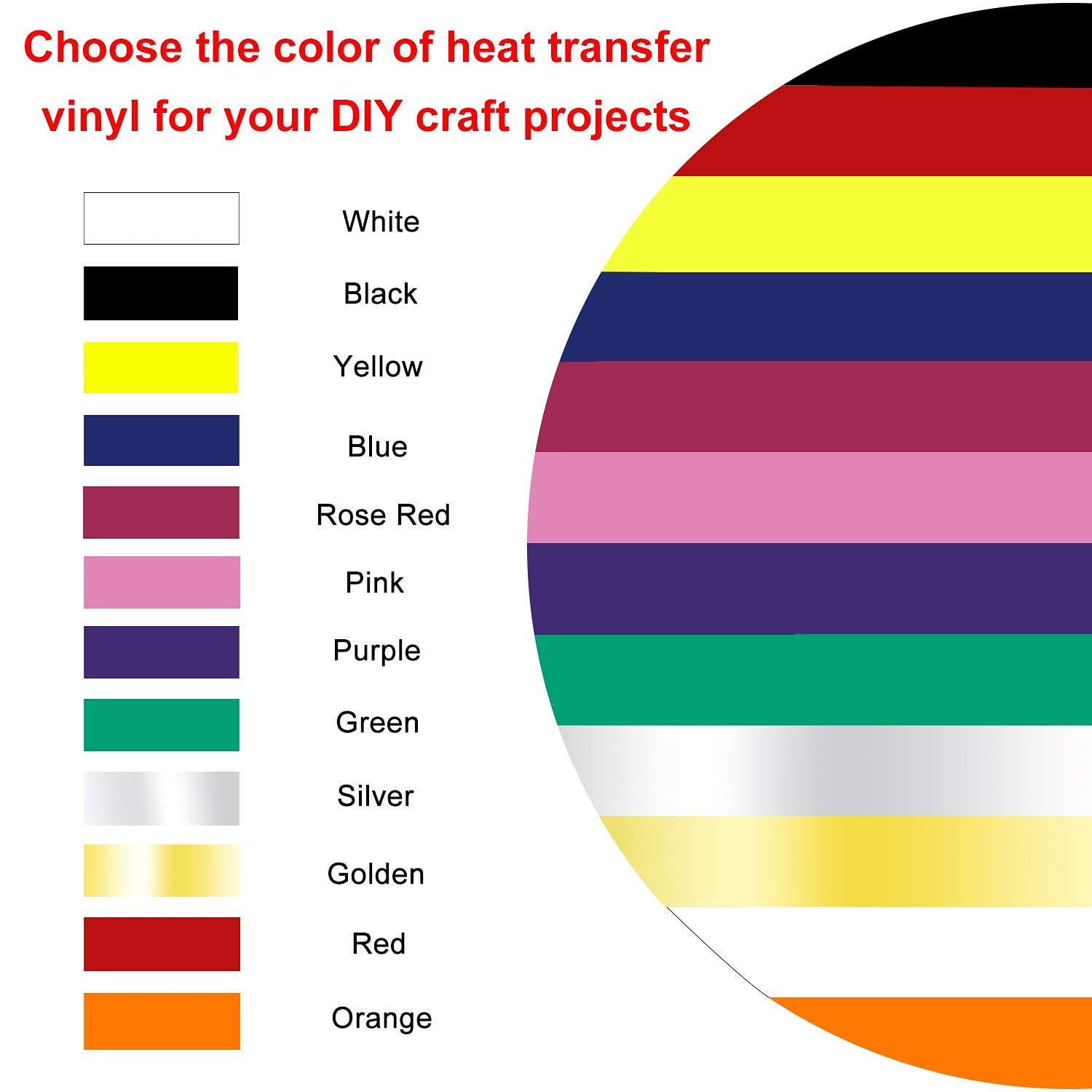 CAREGY 12 Pack Heat Transfer Vinyl Bundle - 12