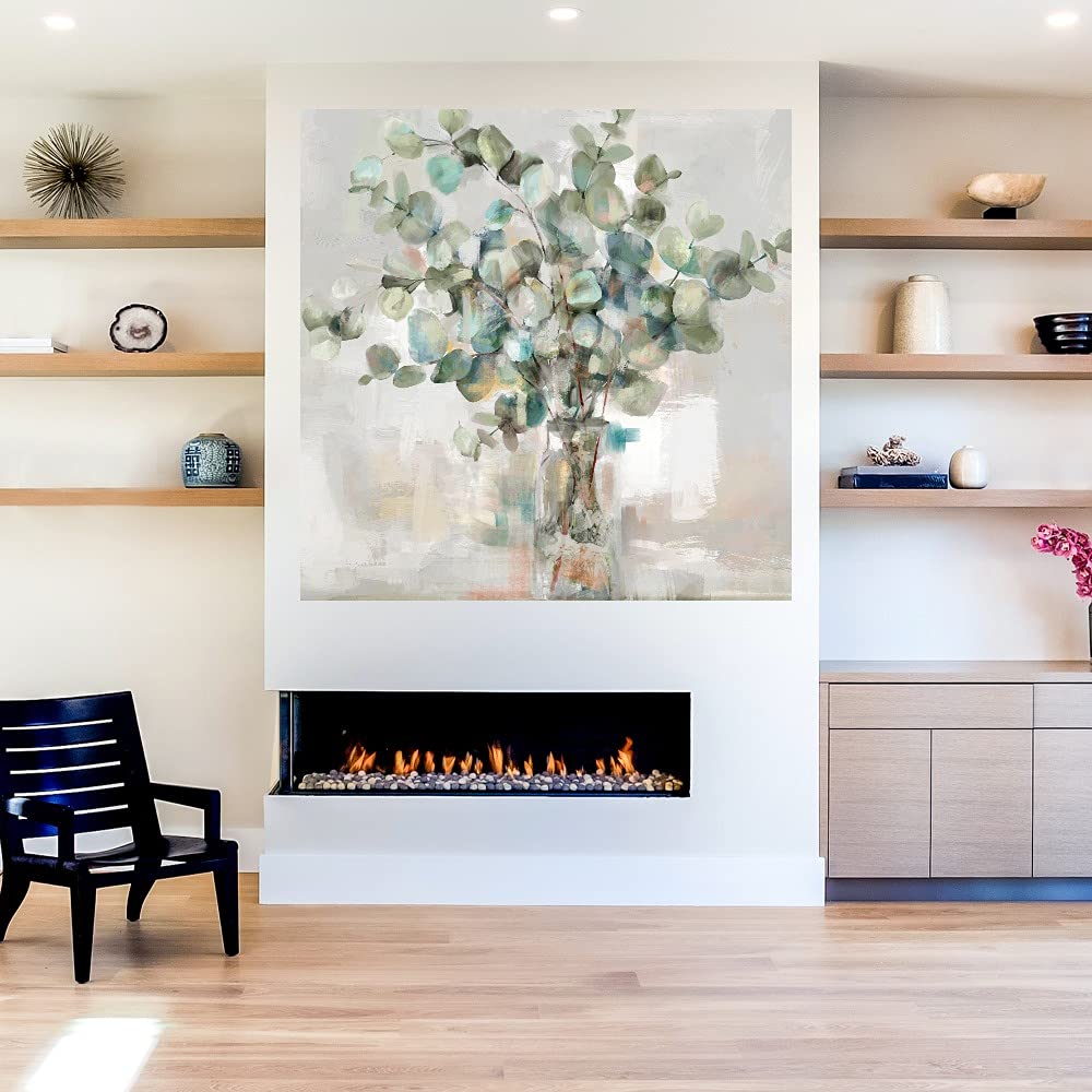 Botanical Wall Art Canvas Print - 22x22 Inch Bathroom & Bedroom Decor, Essential Greens II Plant Pictures by Artist Studio Arts | Perfect for Spa, Home Office & Living Room Decor