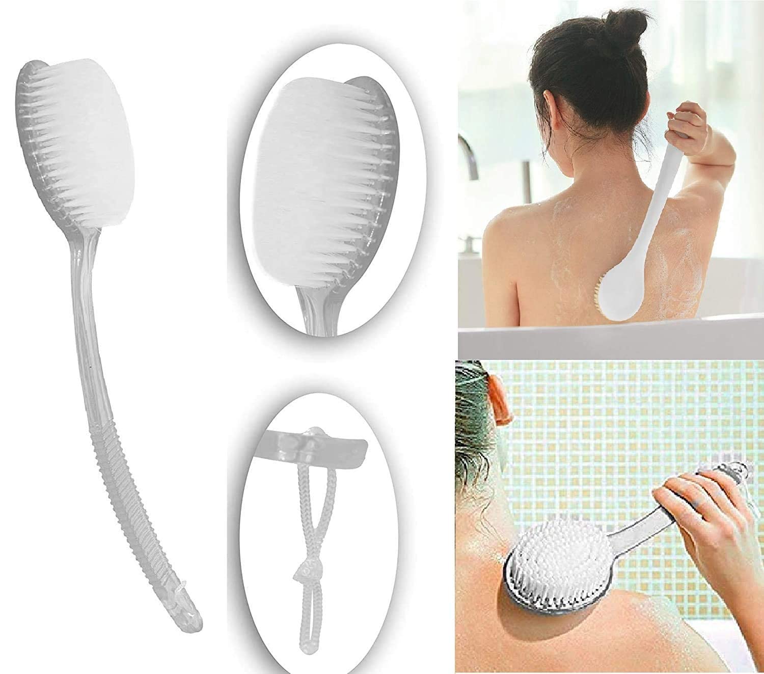 APOEM Long Handle Bath Brush for Women - Exfoliating Back Scrubber with Massage Bristles, Pack of 1 - Perfect for Shower, Spa & Hard-to-Reach Areas