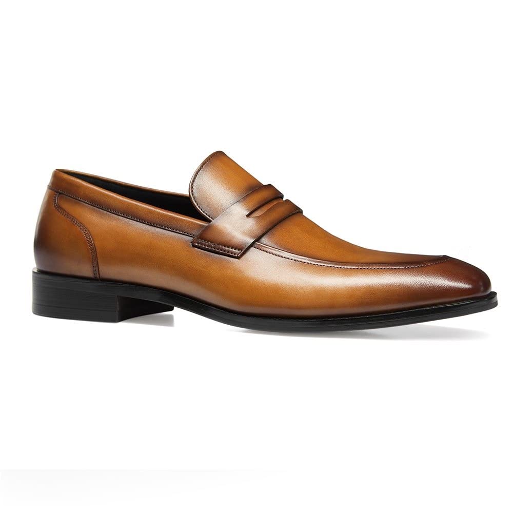 GIFENNSE Men's Slip-On Loafers - Genuine Leather Dress Shoes for Business & Formal Occasions | Comfortable Office & Wedding Shoes for Men