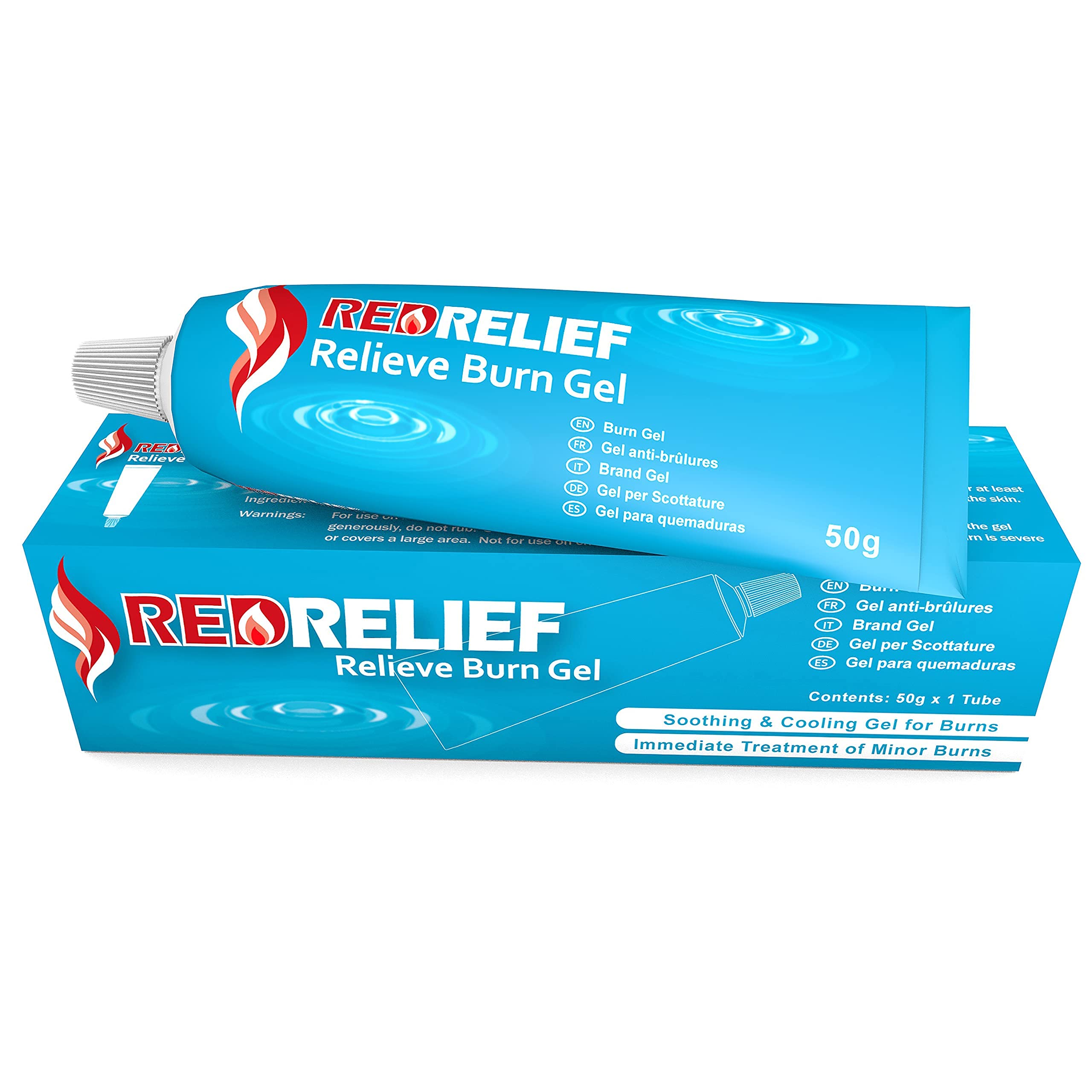 RedRelief Emergency Burn Gel 50g Tube - Fast-Acting Soothing & Cooling Treatment for Burns, Scalds, Sunburn Relief | First Aid Kit Essential for Home, Kitchen, Camping & Outdoor Activities