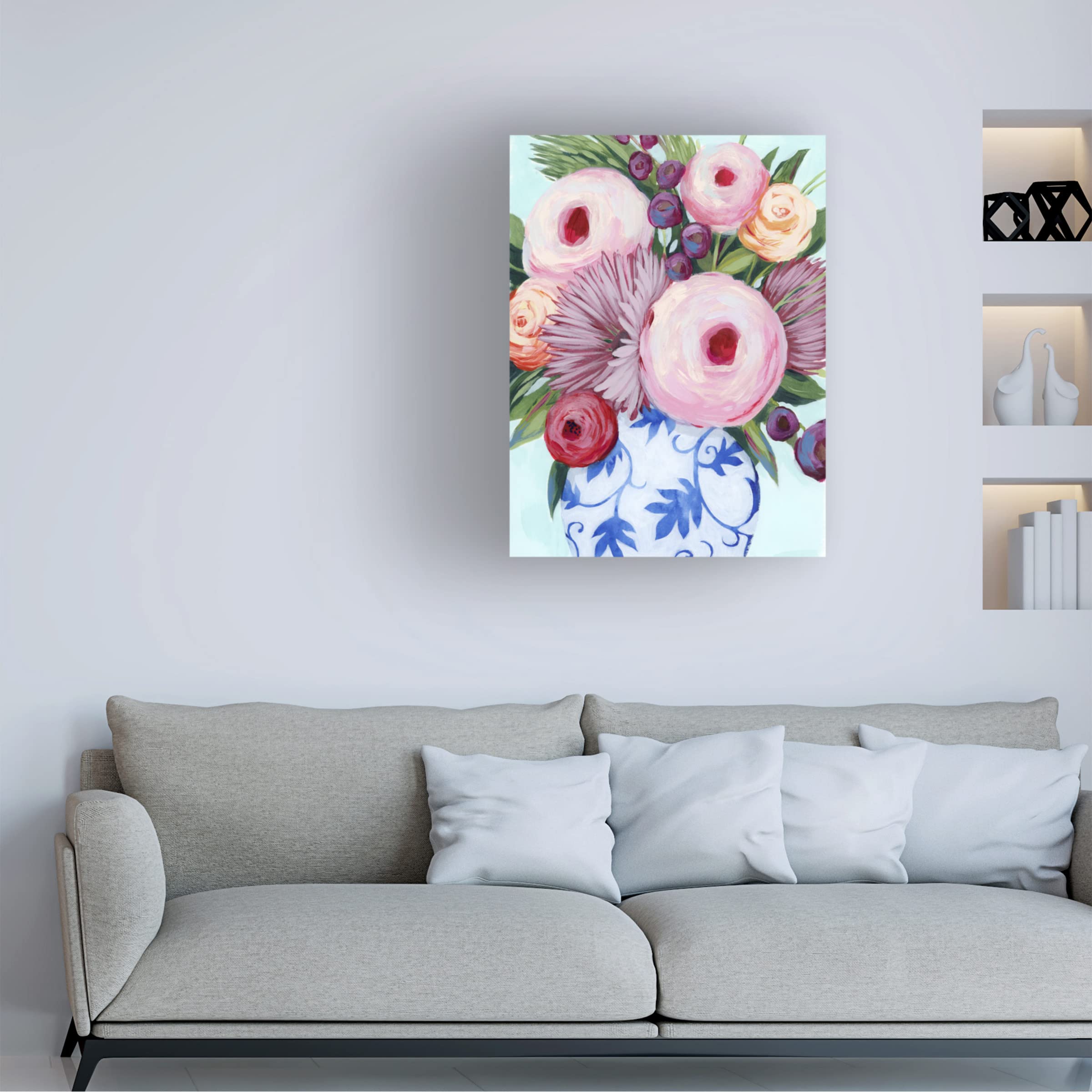 Grace Popp 'Clarity Blooms I' Floral Canvas Wall Art - Handmade Modern Home Decor for Living Room, Bedroom & Office