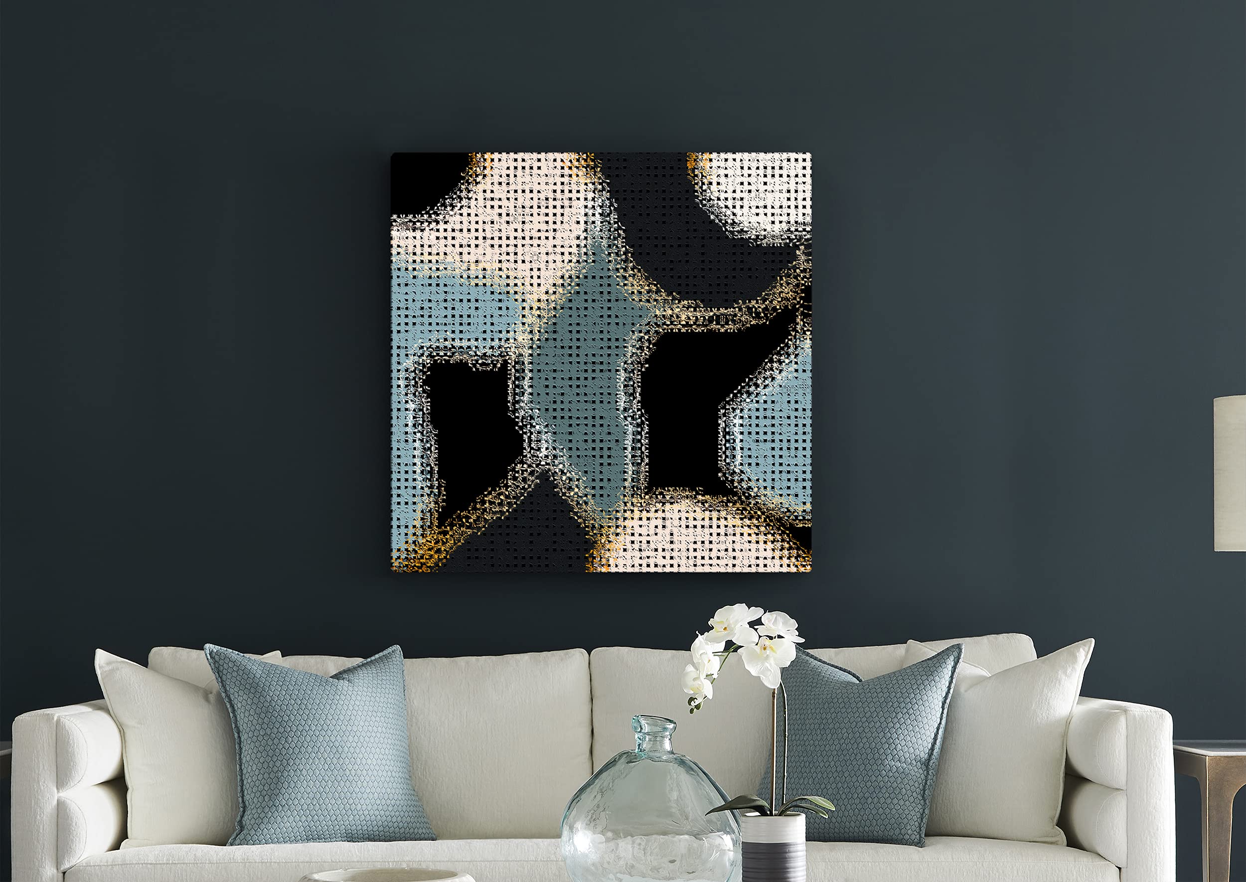 Abstract Mosaic Wall Art Print - 16x16 Inch Square Wrapped Canvas by Armen Living - Modern Home Decor for Living Room, Bedroom & Office