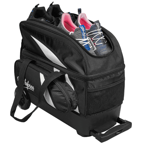 KR Strikeforce Cruiser Double Roller Bowling Bag - Black/White for Men & Women - Perfect for League Play, Tournaments & Travel