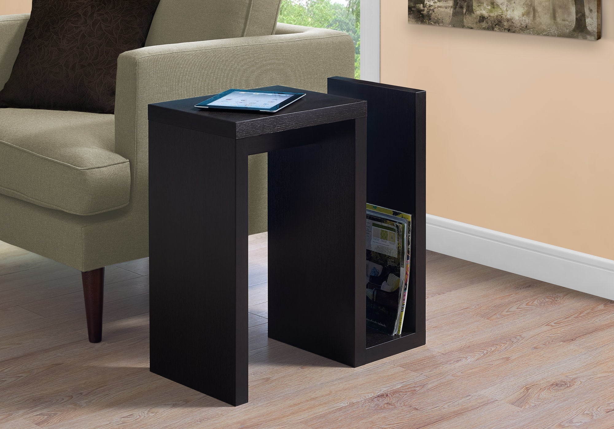 Modern 24-Inch Accent Table in Cappuccino Finish - Perfect for Living Room, Bedroom, or Entryway Decor