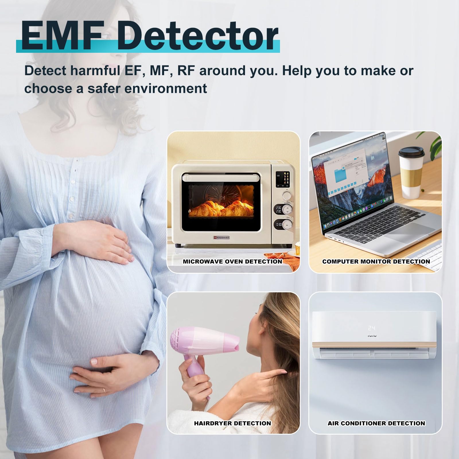 Xin Tester EMF Detector Meter - 3-in-1 Digital Electromagnetic Radiation & Magnetic Field Reader for Home & Outdoor Use | Detect Microwave, Radioactive, Ghost Hunting, Cell Phone Towers & WiFi Signals | EMF Protection & Safety Testing Device