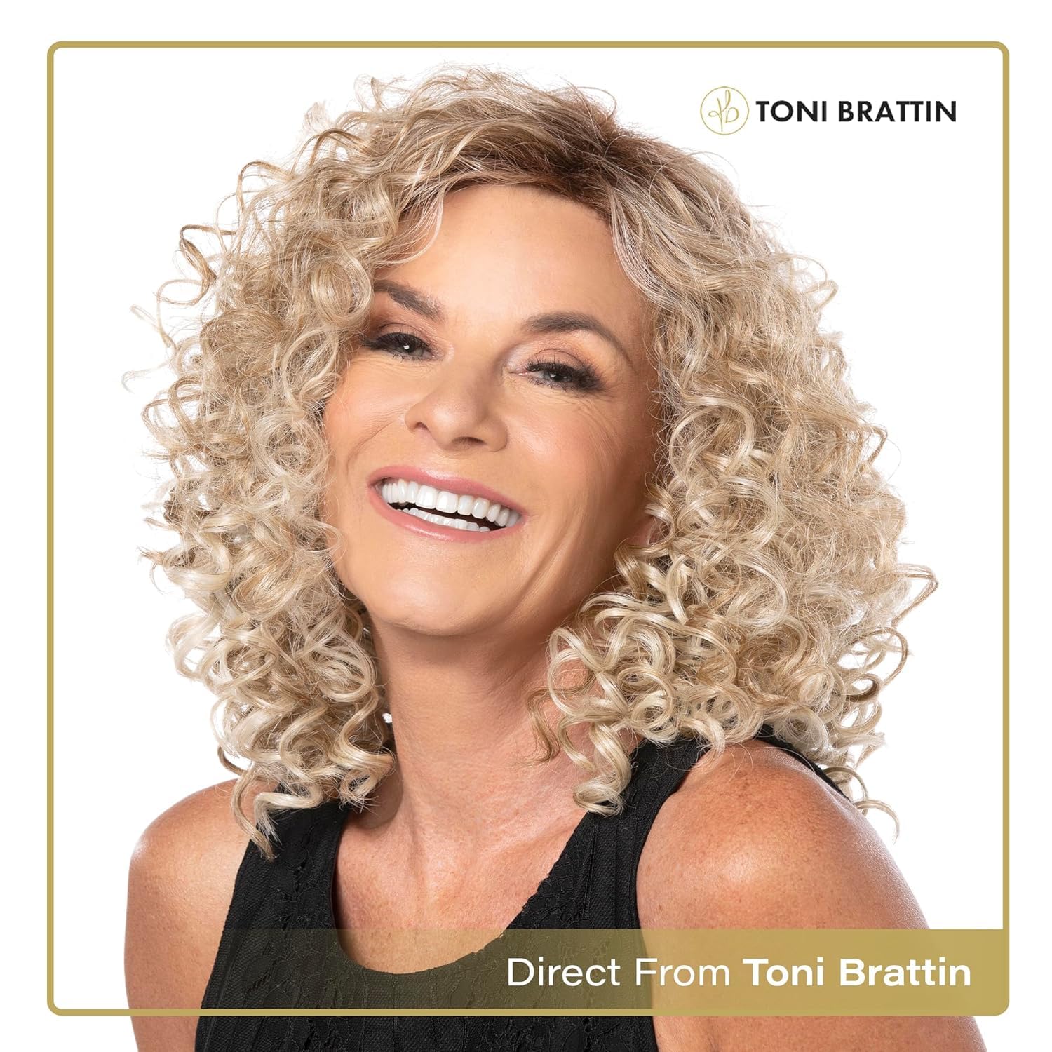 Toni Brattin Irresistible Lace Front Wig - Natural Looking Multi-Cultural Shoulder Length Human Hair Wig with Soft Curls | Heat-Friendly Synthetic Fiber | Adjustable Cap for Comfort (Light Grey) | Perfect for Daily Wear, Cosplay & Special Occasions