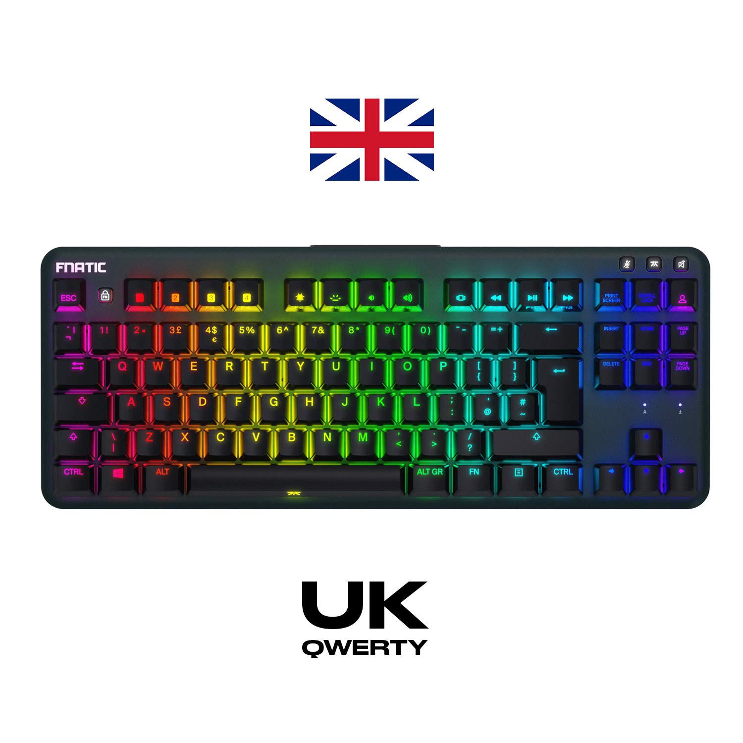Fnatic miniStreak SPEED RGB Mechanical Gaming Keyboard - Compact Tenkeyless Design with SPEED Silver Switches - UK Layout QWERTY - Perfect for Esports, Gaming & Office Work
