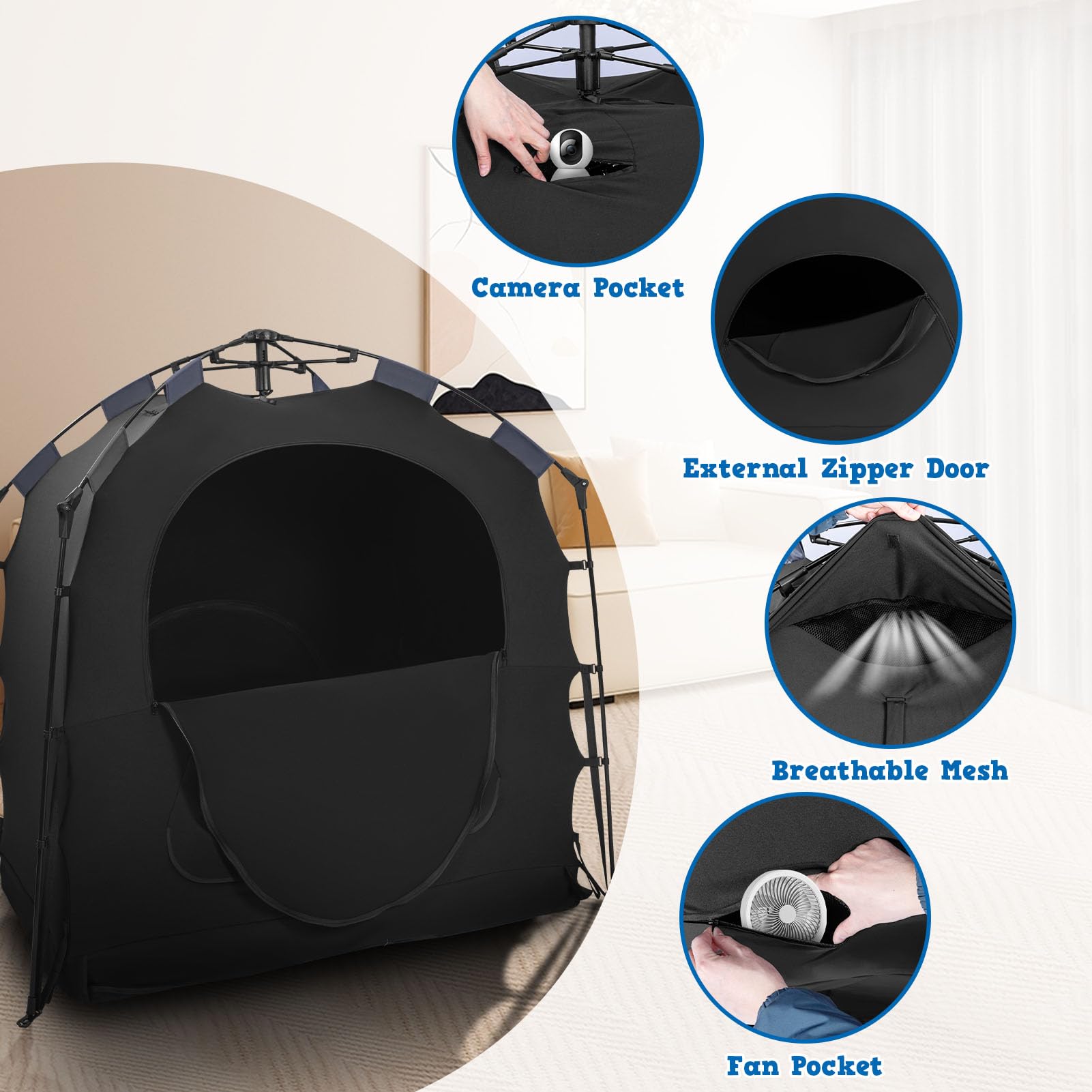 **Blackout Crib Cover for Baby - Easy Install Sleep Pod & Travel Canopy, Blocks 95% Light - Perfect for Nursery, Travel & Daytime Naps**