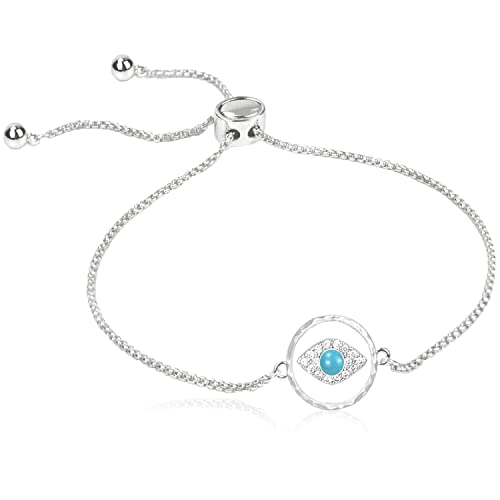 Evil Eye Protection Bracelet for Women - Silver Plated Adjustable Chain with Handmade Evil Eye Pendant - Spiritual Jewelry Gift for Birthday, Friendship & Good Luck - Perfect for Daily Wear, Meditation & Positive Energy
