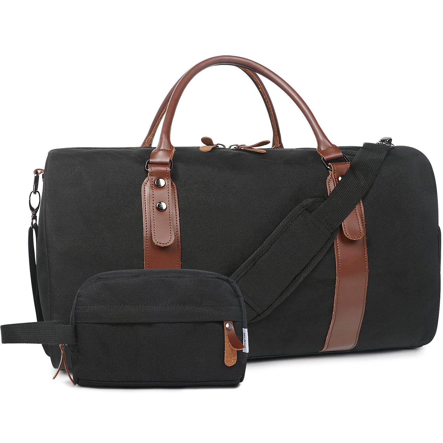 Oflamn Canvas Duffle Bag for Men - Large Weekender Overnight Travel Bag with Shoe Compartment & Toiletry Pocket - Perfect Carry-On Luggage for Gym, Business Trips & Weekend Getaways