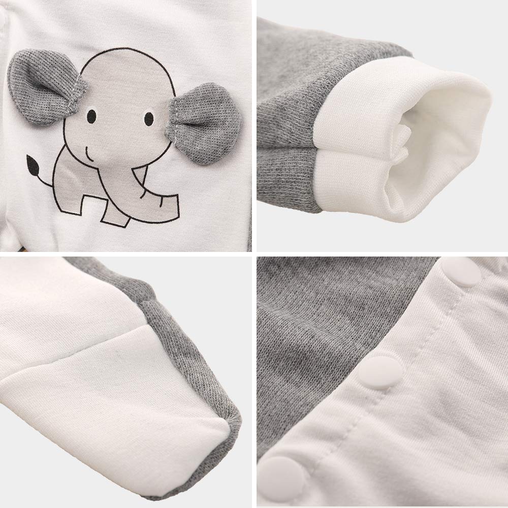 Miunana 13-15 Inch Baby Doll Elephant Jumpsuit - Grey & White Pajamas for 1 Year Old