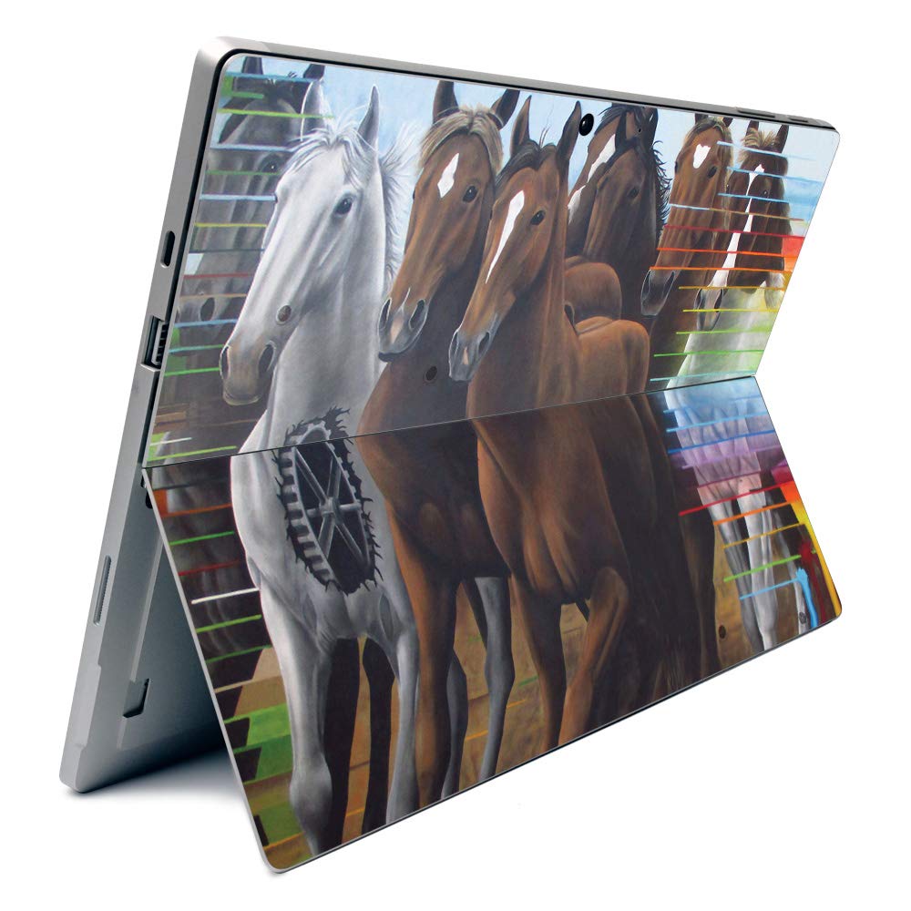 Premium Carbon Fiber Skin for Microsoft Surface Pro 7 - Durable Horse Stampede Design | Textured Protective Cover | Easy Application & Removal | Made in USA | Perfect for Work, Travel & School Protection
