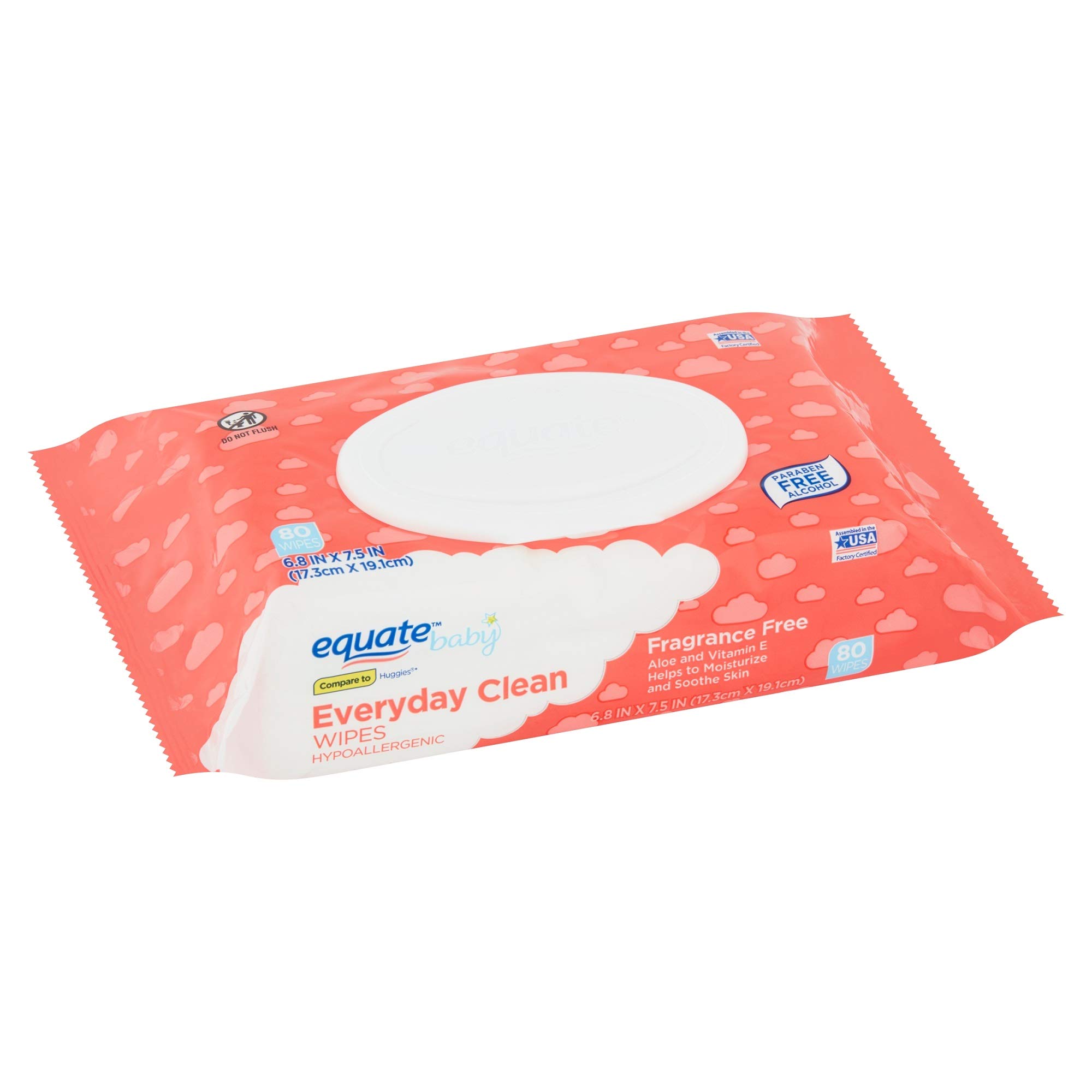 Equate Fragrance-Free Everyday Cleaning Wipes - 40 Count | Gentle & Hypoallergenic for Home, Office & Travel Use