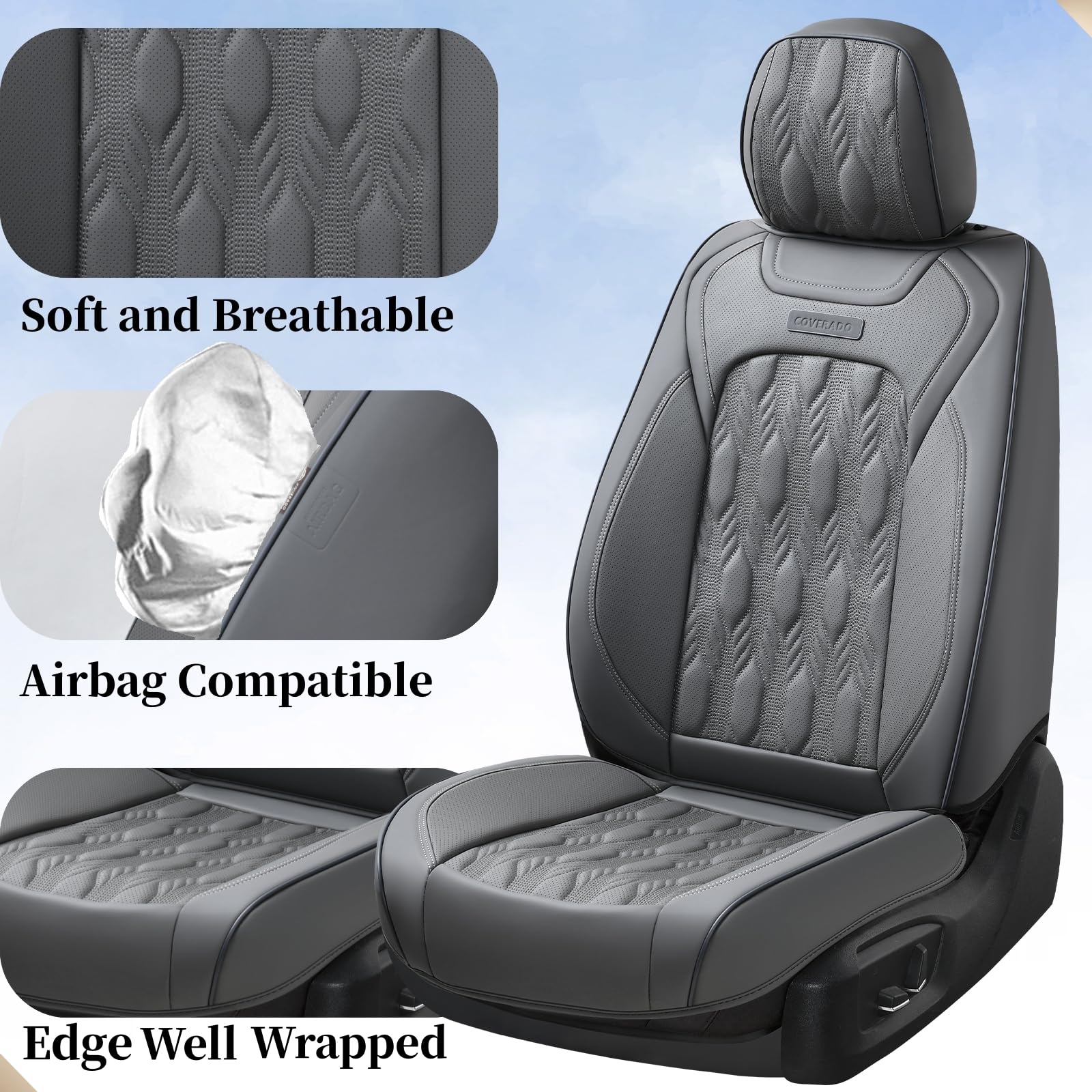 Premium Car Seat Covers Full Set - 5-Piece Luxury Leather Seat Protectors for Front & Back Seats | Waterproof, Universal Fit for Most Vehicles | Perfect for Daily Commute, Road Trips & Family Protection