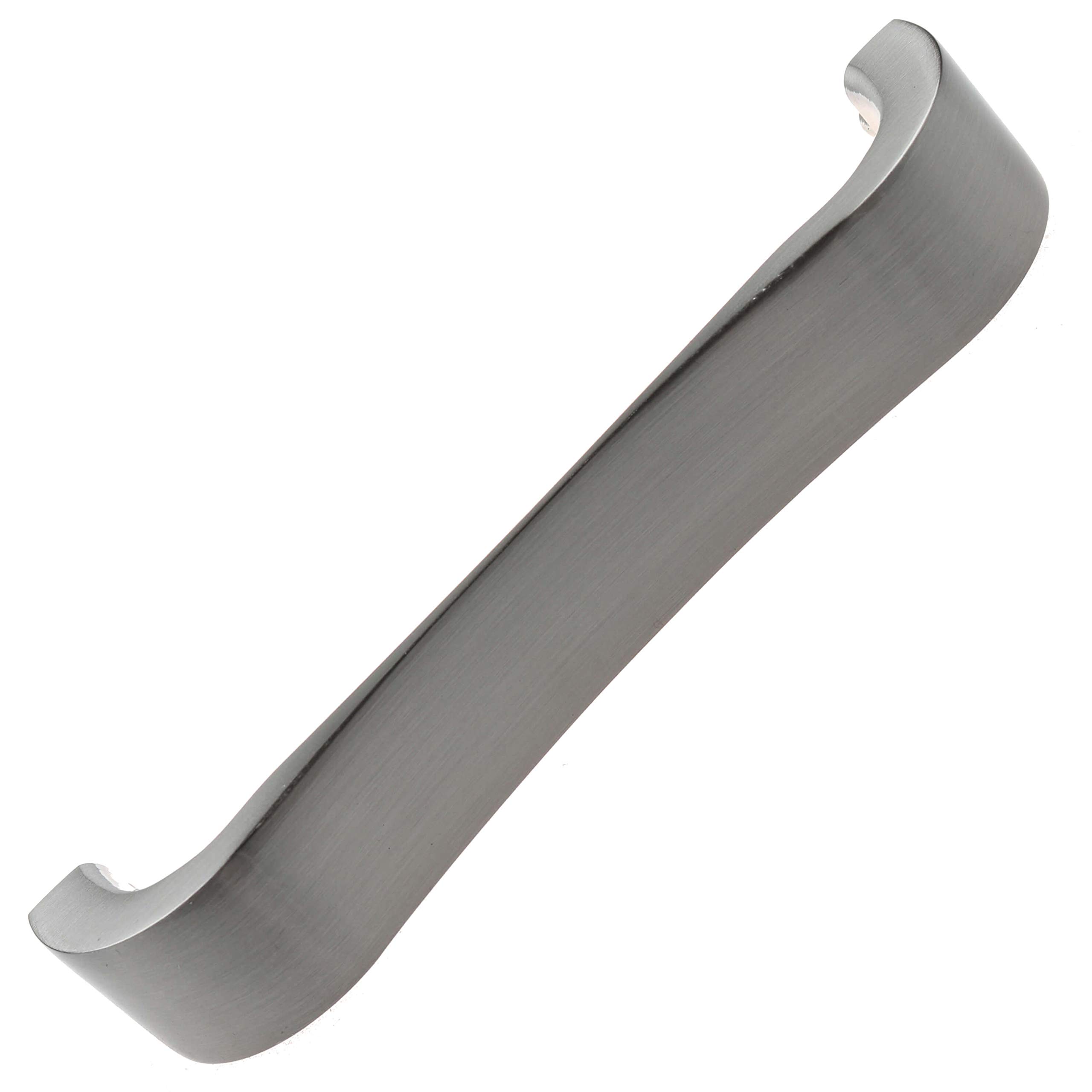 4-1/2 Inch Satin Nickel Cabinet Pull Handles - Smooth Curved Flat Design - Pack of 25 - Perfect for Kitchen Cabinets, Bathroom Vanities, Dressers and Furniture Hardware