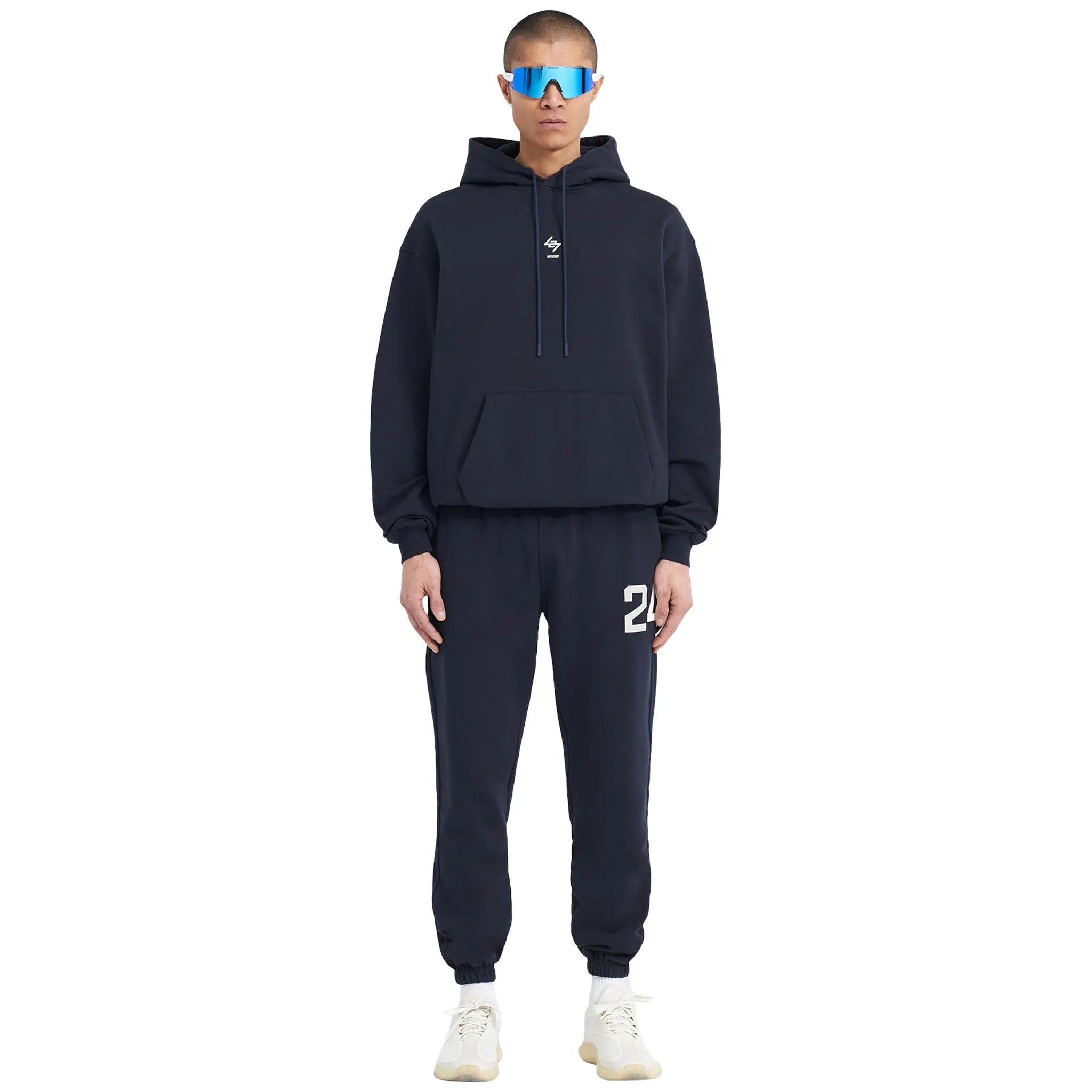 Represent 247 Oversized Navy Blue Hoodie for Men & Women - Comfortable Streetwear Pullover for Casual Wear, Gym, and Outdoor Activities
