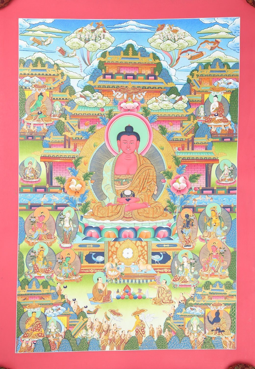 Hand Painted Shakyamuni Buddha Thangka - Authentic Tibetan Buddhist Wall Art for Meditation, Home Decor & Spiritual Practice