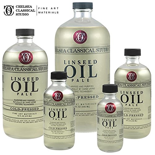 Chelsea Classical Studio Cold Pressed Extra Pale Linseed Oil Paint Medium - 32 oz Bottle, Naturally Clarified & De-Yellowed for Oil Painting - Perfect for Artists, Canvas Preparation & Fine Art Restoration