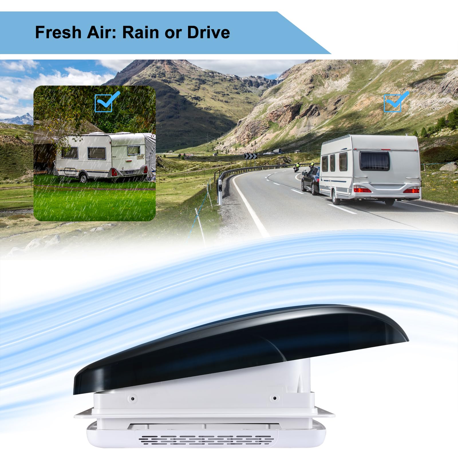 12V RV Ceiling Vent Fan 14