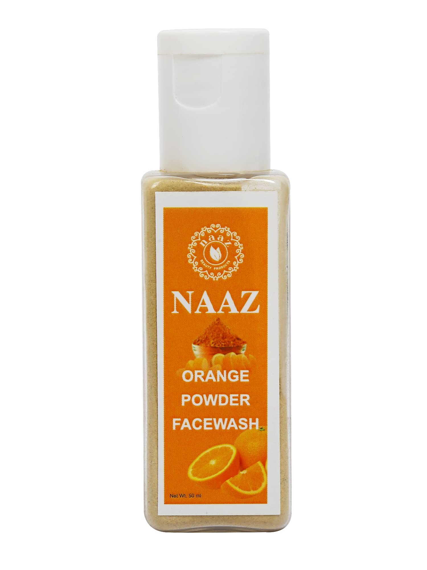 Naaz 100% Natural Orange Powder Face Wash (50 ml) - Brightening & Exfoliating for Glowing Skin - Perfect for Daily Skincare Routine