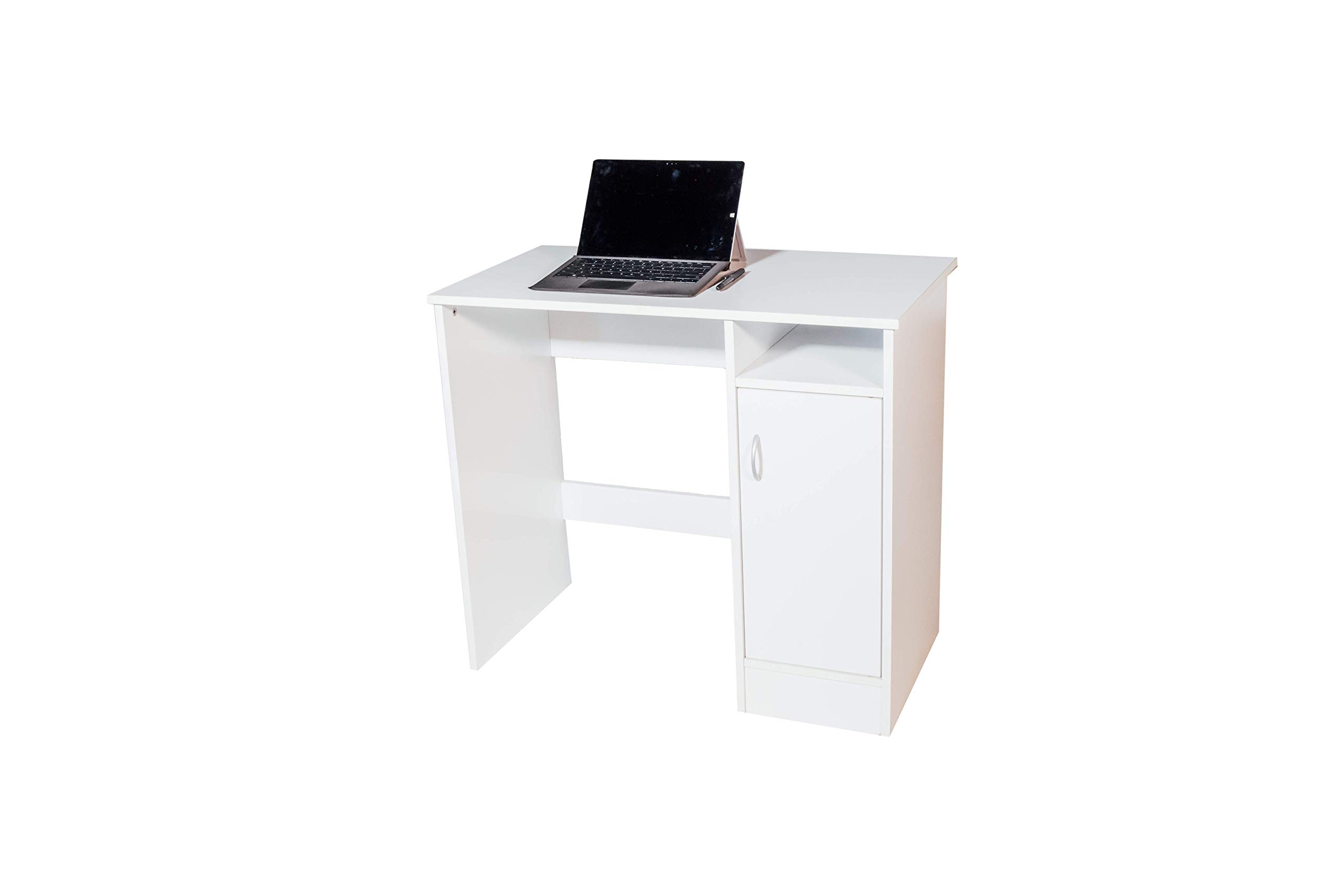OneSpace Madison Cabinet Computer Desk - White Home Office Desk with Storage, Modern Writing Desk for Small Spaces, Perfect for Work from Home & Study