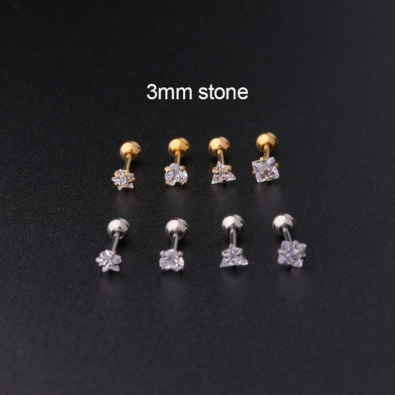 20G Cartilage Tiny Stud Earrings - Geometric Minimalist Earrings for Women | HSPJ358 | Perfect for Daily Wear, Parties & Gifting