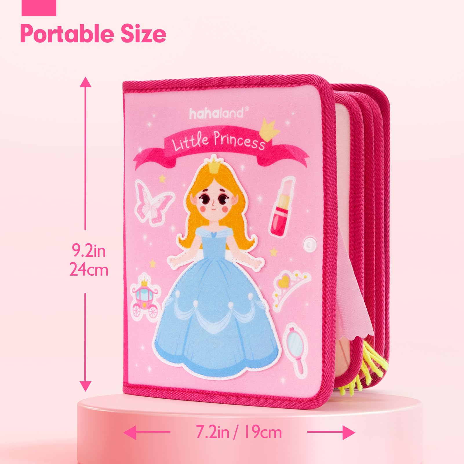 Hahaland Montessori Busy Board for Toddlers Ages 3-5 - Princess Themed Quiet Book & Pretend Play Learning Toy - Perfect Birthday Gift for 3-4 Year Old Girls | Educational Travel Toy for Preschoolers & Sensory Activity for Kids
