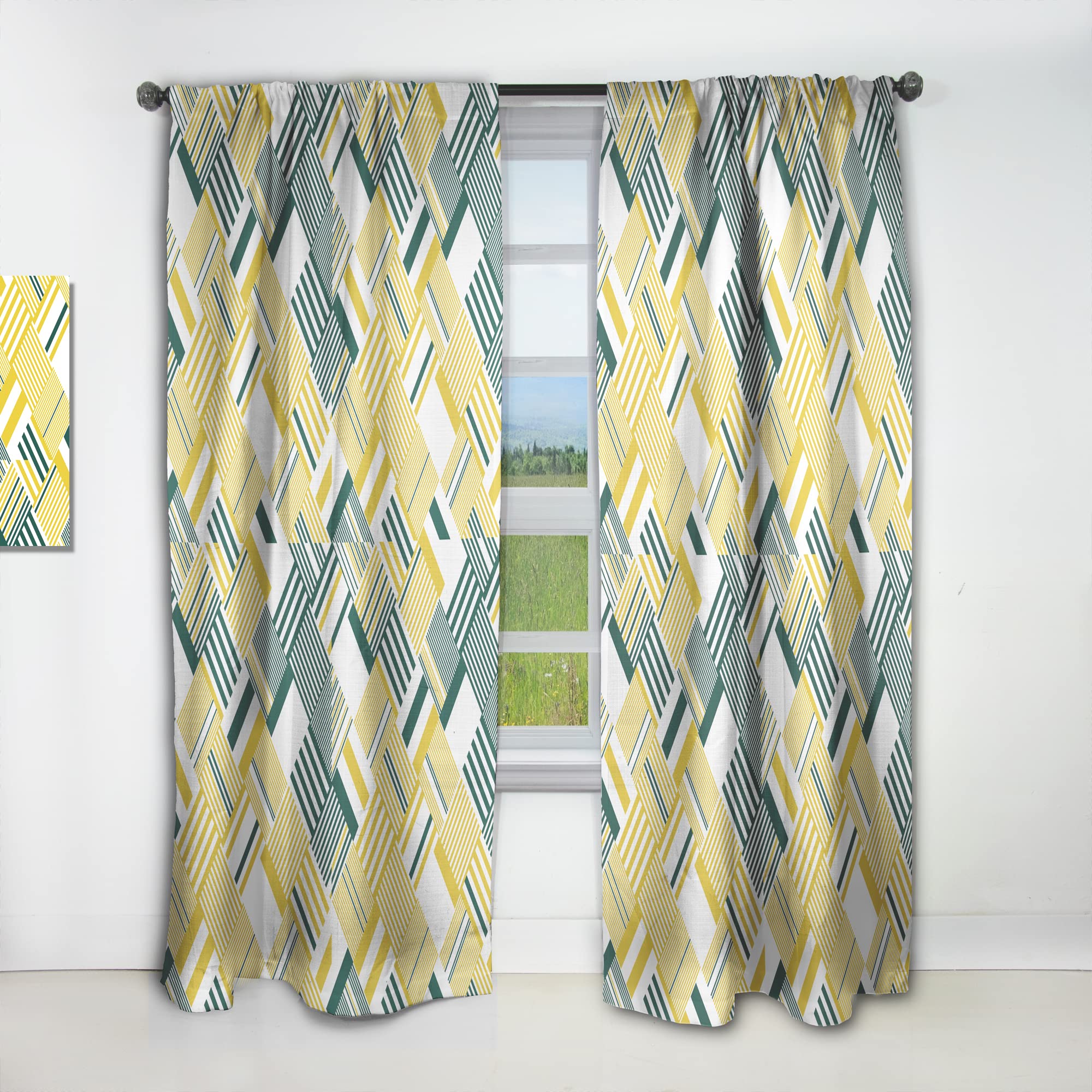 DesignQ Abstract Diagonal Stripe Pattern Thermal Insulated Curtains - Single Panel 52x95 Inches - Blackout Drapes for Bedroom & Living Room - Perfect for Home Decor, Privacy & Temperature Control