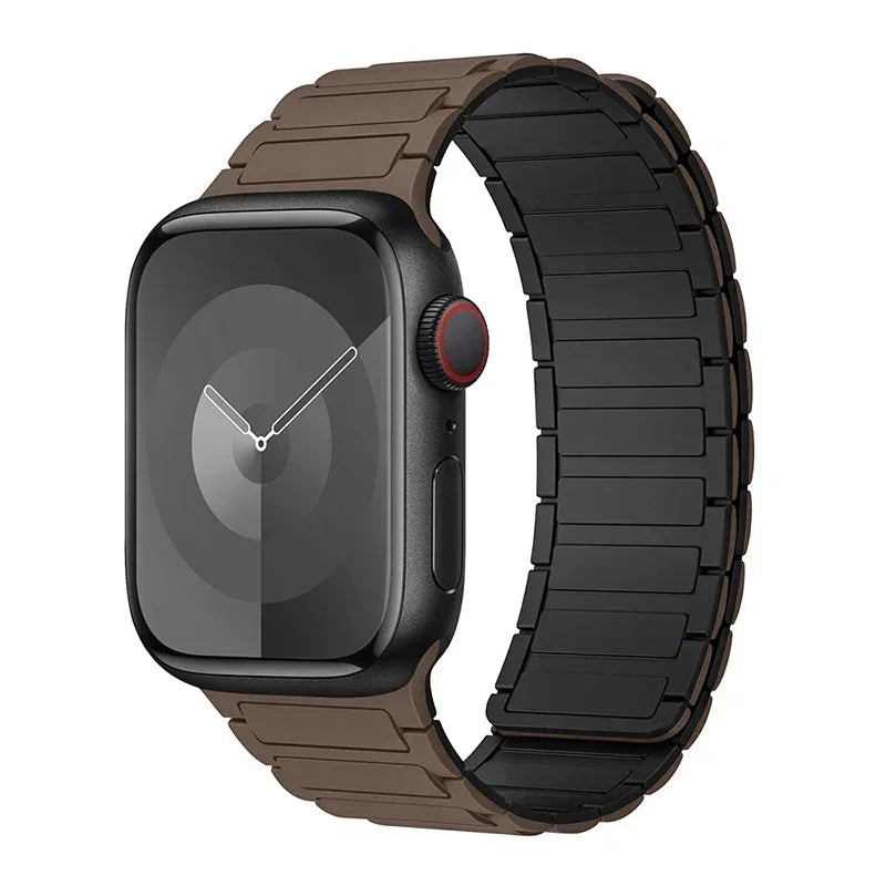 Silicone Magnetic Loop Band for Apple Watch - Adjustable Strap, Comfortable & Secure Fit - Brown - Perfect for Workouts, Running & Everyday Wear