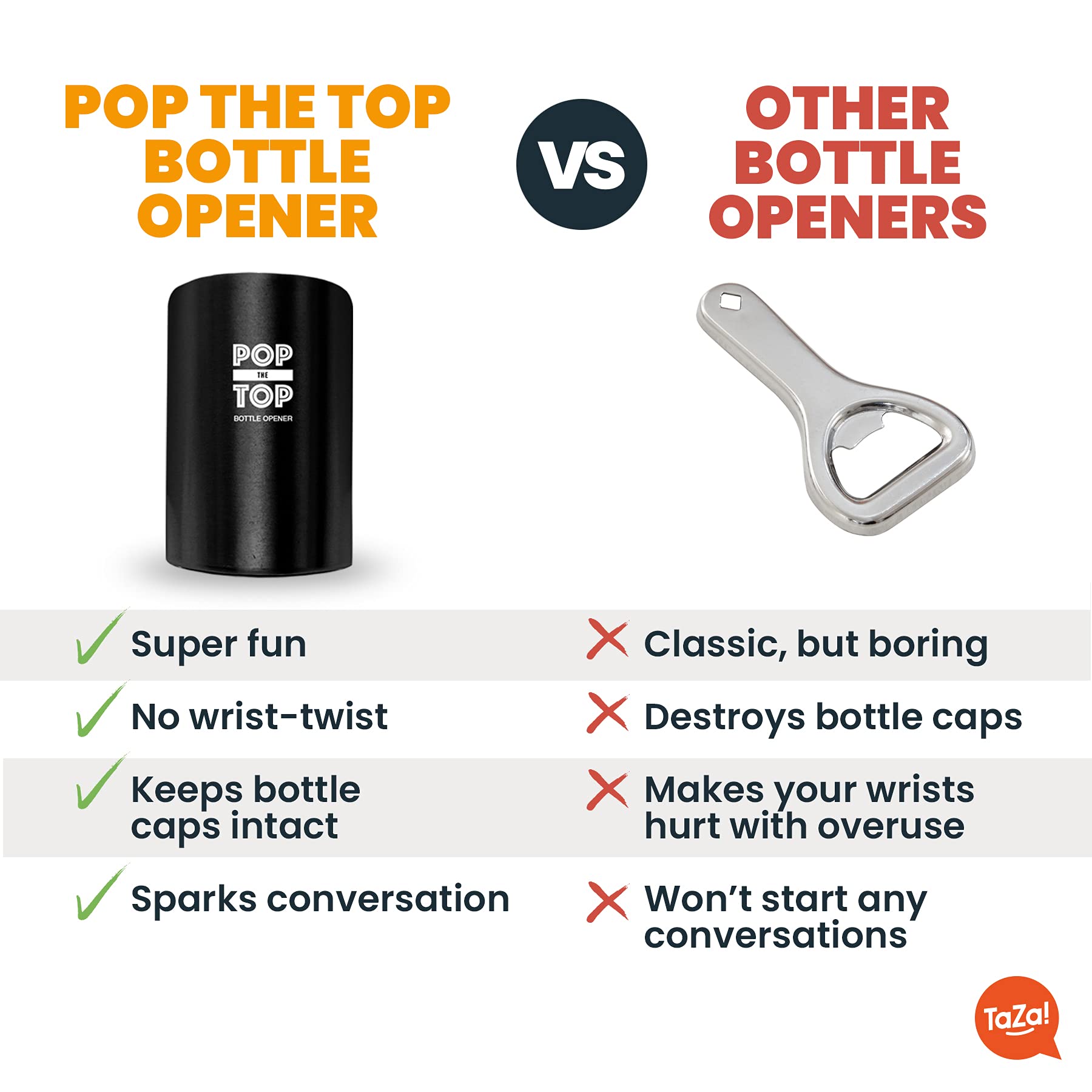 Stainless Steel Automatic Beer Bottle Opener - Push Down Pop Off Bar Tool for Soda & Beer Caps | Cool & Fun Gadget for Home, Parties & Outdoor BBQs