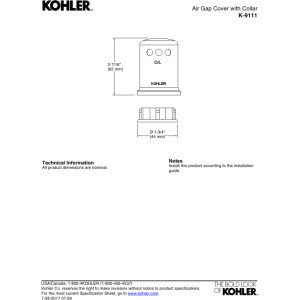 KOHLER Air Gap Cover for Kitchen Sink - Stainless Steel Faucet Accessory | Prevents Backflow & Contamination | Perfect for Modern Home & Restaurant Use
